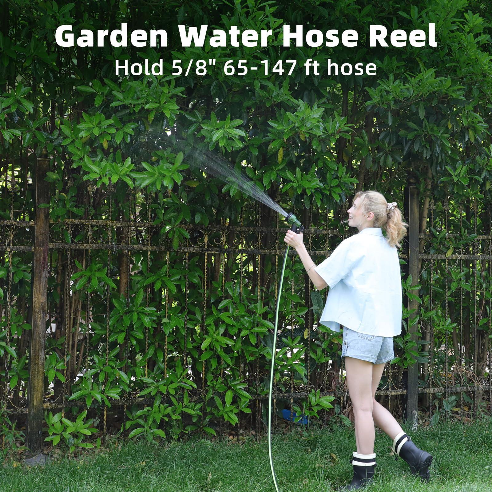 Garden Water Hose Reel Cart, Holds 65-147 Ft of 5/8 Inch, Wall Mounted Garden Hose Cart, Portable Hose Holder for Convenient Hose Storage and Watering - Image 3