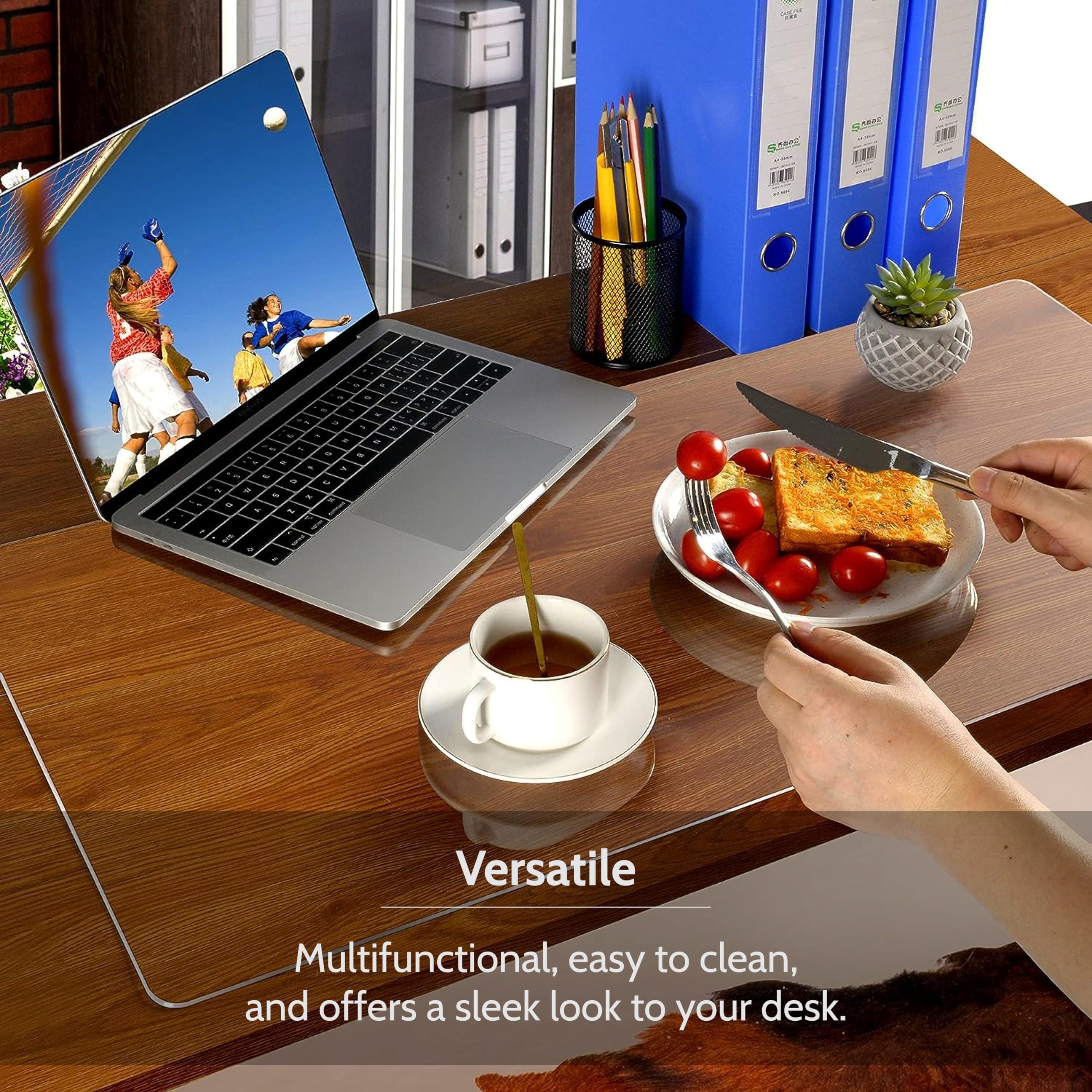 Awnour Clear Desk Mat on top of desks - 32 x 16 inches - Clear Transparent Plastic Desk Protector - Desk Writing Mat for Office and Home - Image 4