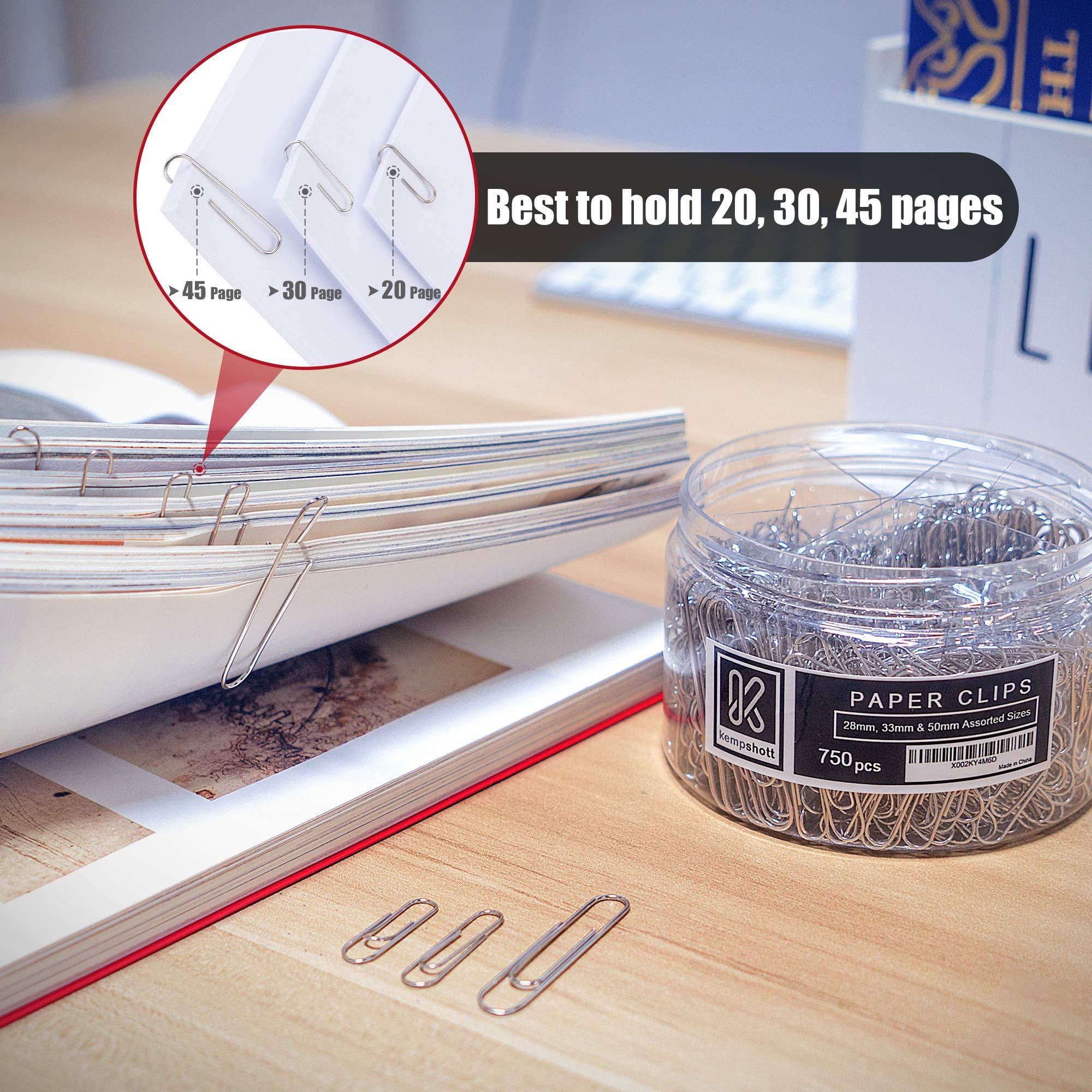 Kempshott 750 Paper Clips Assorted Sizes Small, Medium and Large Paper Clips for Paperwork Ideal for Home, School and Office Use (Assorted, Silver) - Image 4