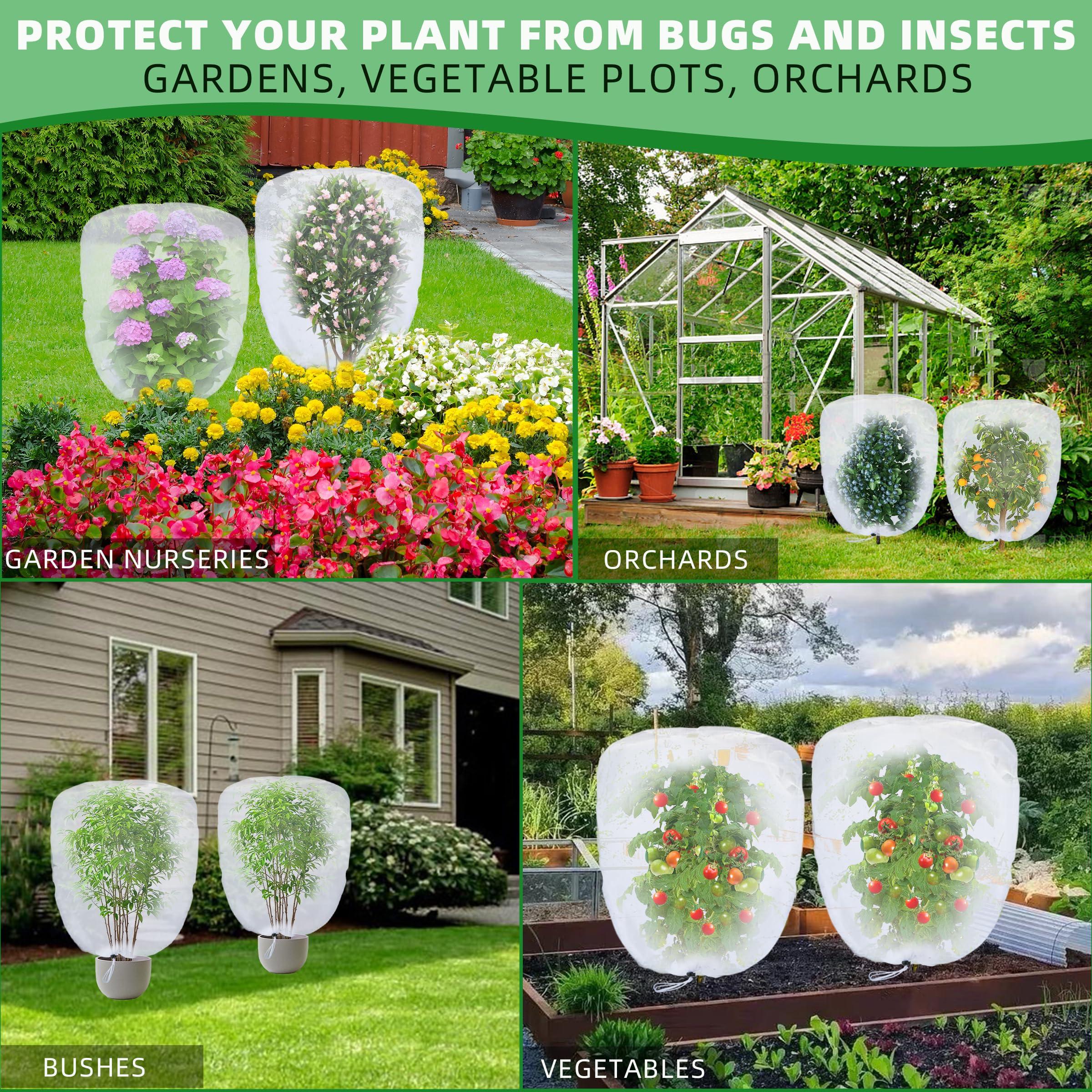 5 Pack Garden Plant Fruits Tree Protection Netting Covers with Drawstring, 3.3 x 2.7Ft Bird Insect Netting Bag, Plant Netting Barrier for Fruit/Flower/Herb/Vegetables (3.3 x 2.7Ft) - Image 5