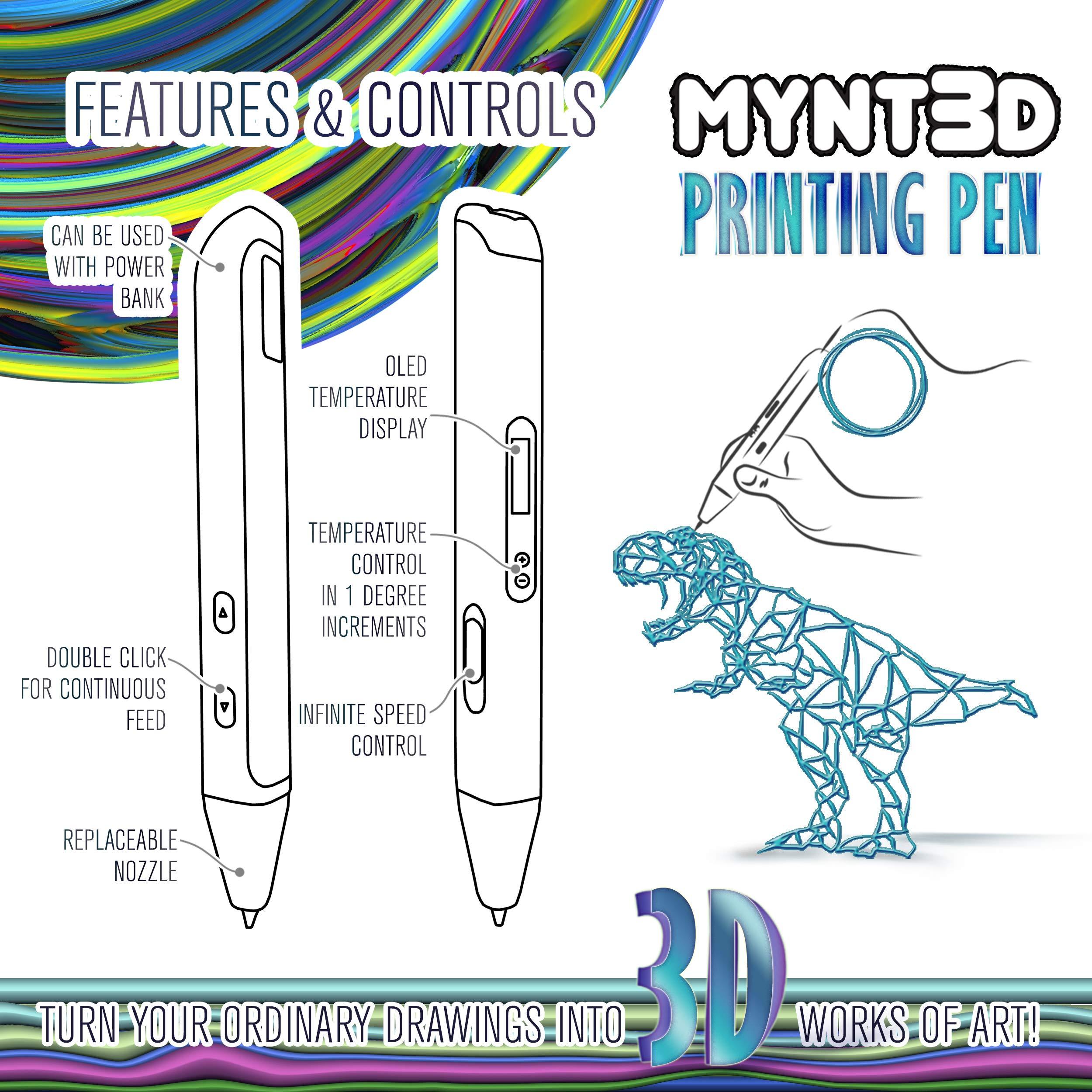 MYNT3D Professional Printing 3D Pen with OLED Display - Image 4