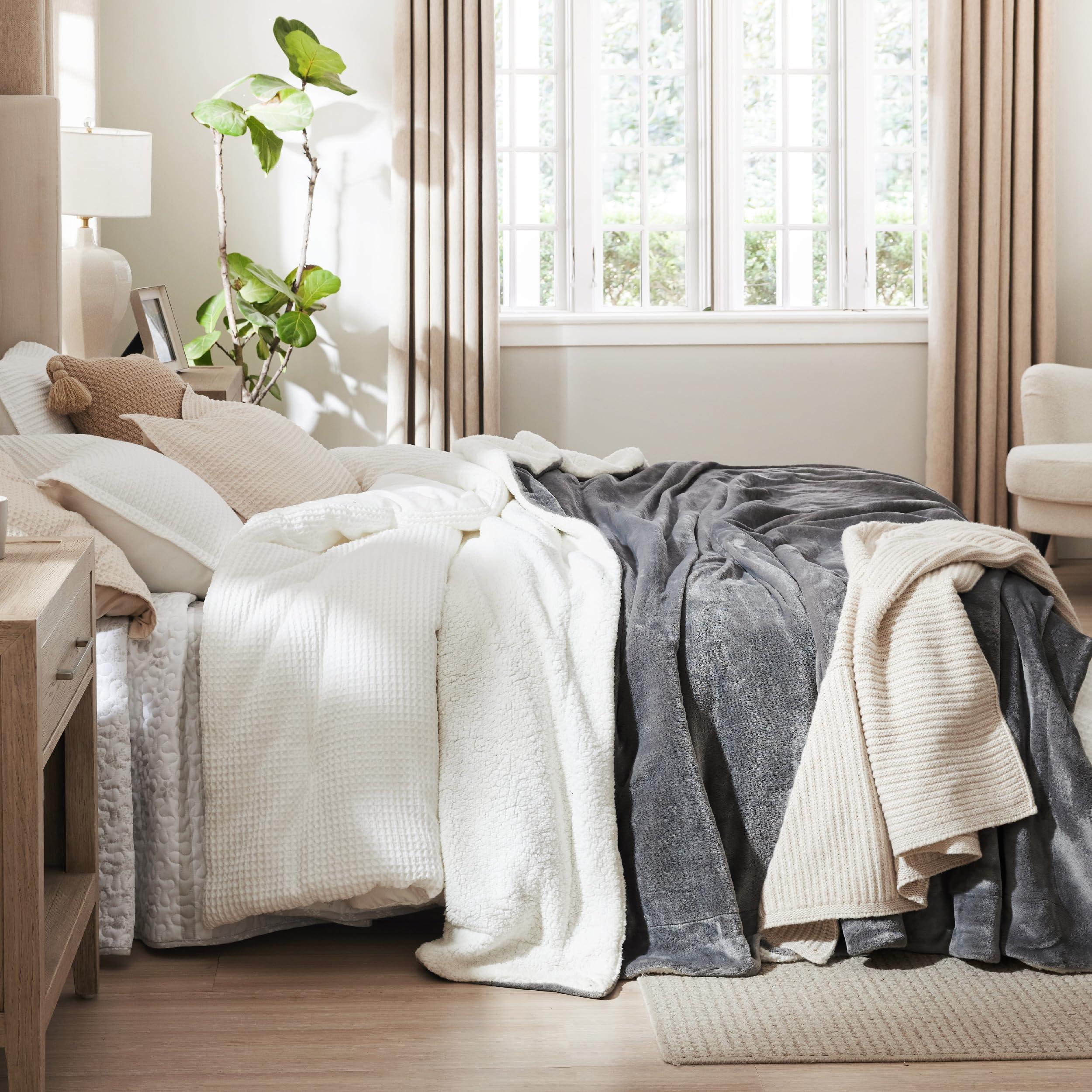 Bedsure Sherpa Fleece Throw Blanket for Couch - Thick and Warm Blanket for Winter, Soft Fuzzy Plush Throw Gift for Women, Grey, 50x60 Inches - Image 9
