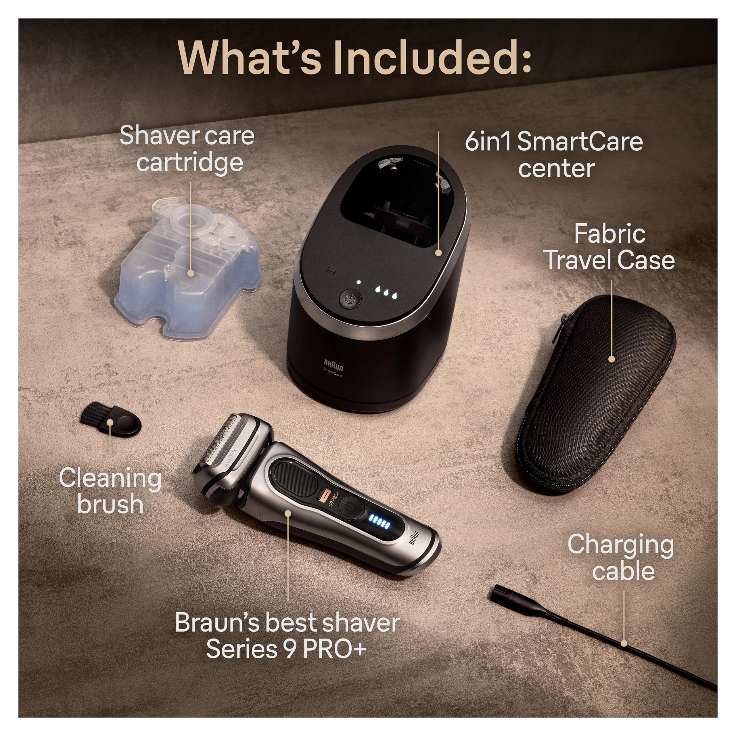 Braun Series 9 PRO+ Electric Razor for Men, 5 Pro Shave Elements & Precision Long Hair Trimmer, 6in1 SmartCare Center, Wet & Dry Electric Razor for Smooth Skin with 60min Battery Runtime, 9567cc - Image 2