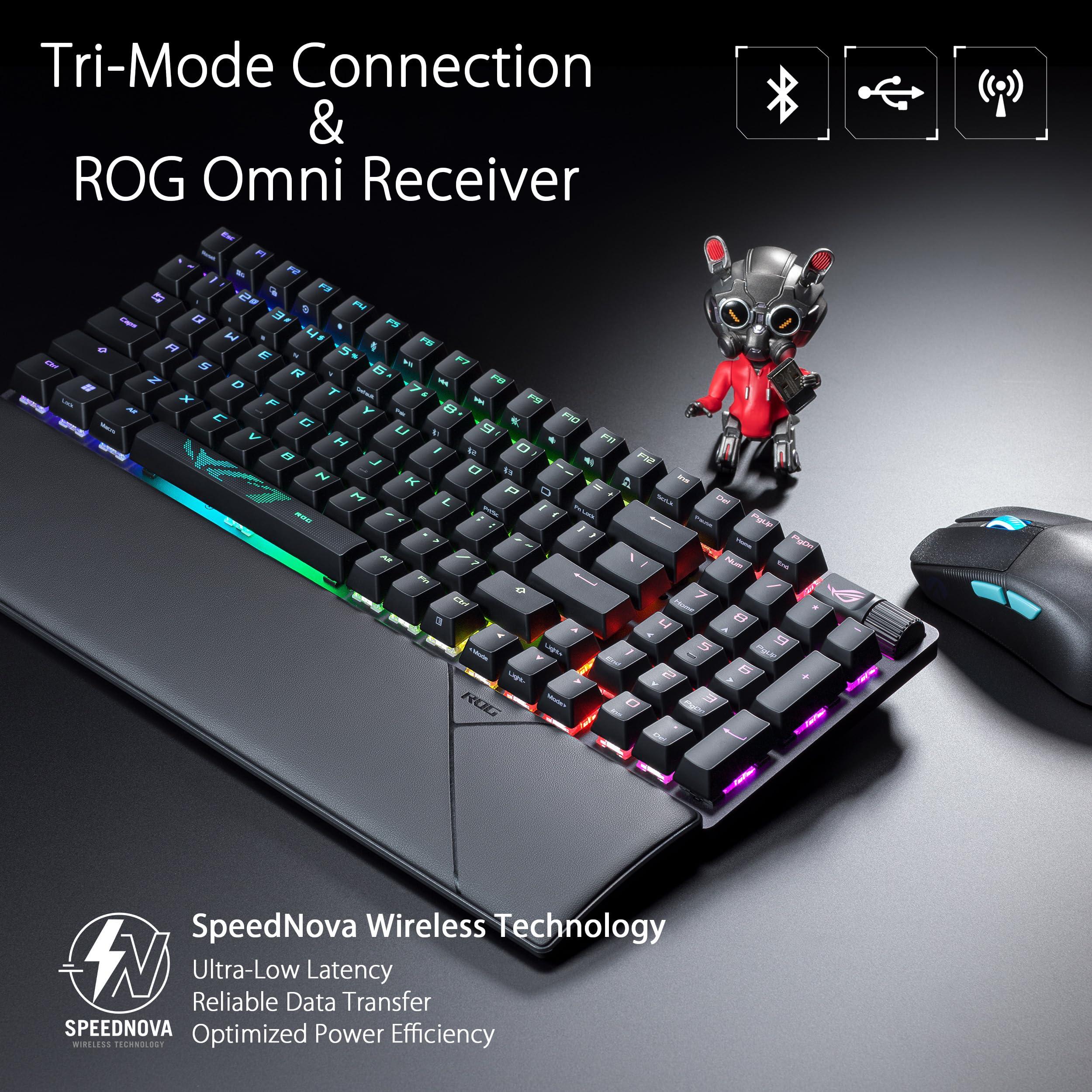 ASUS ROG Strix Scope II 96 Wireless Gaming Keyboard, Tri-Mode Connection, Dampening Foam & Switch-Dampening Pads, Hot-Swappable Pre-lubed ROG NX Snow Switches, PBT Keycaps, RGB-Black - Image 3
