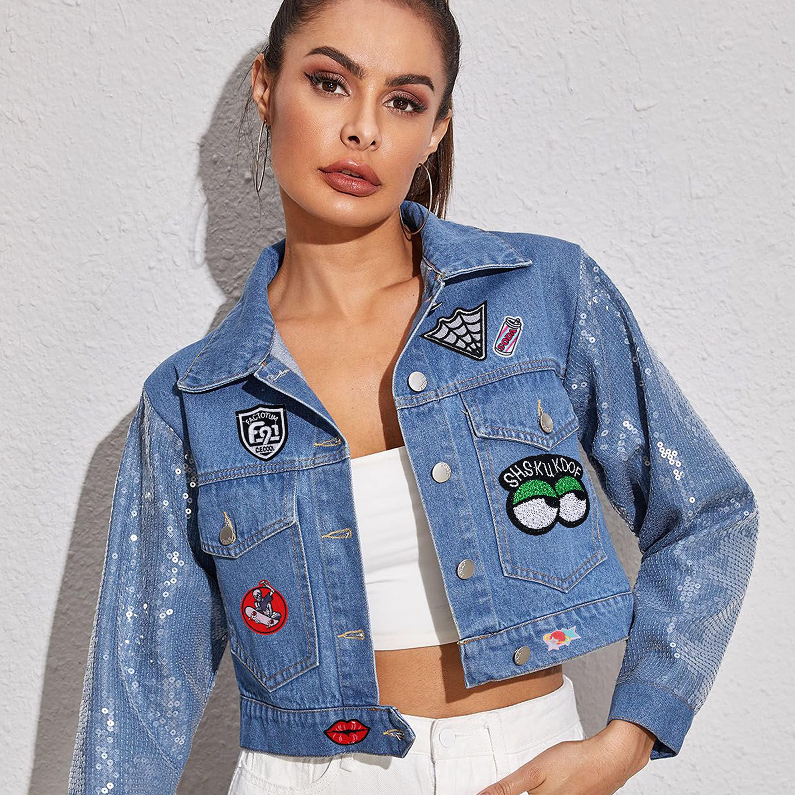 Meneng Embroidered Patches Iron-on Appliques: 30pcs Assorted Cool Punk Embroidery Sew-on Patch for Jackets Clothing - Image 2