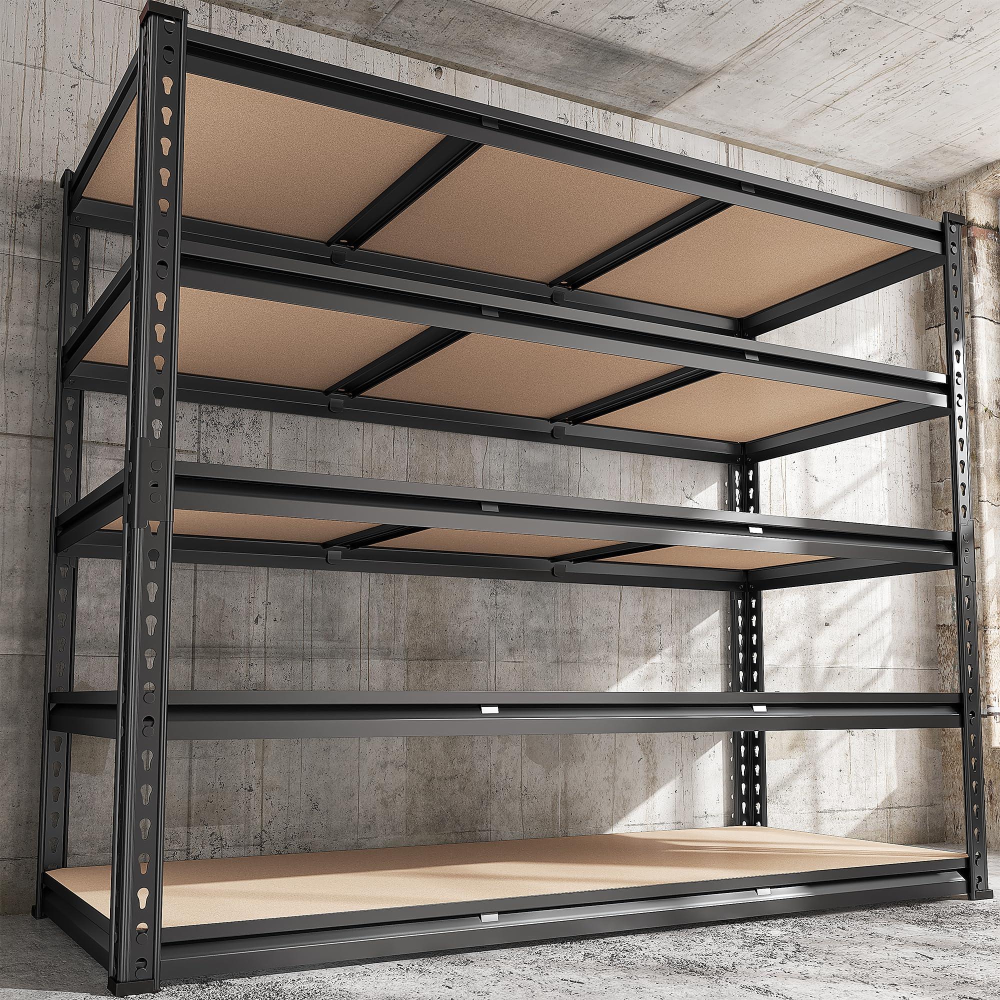 REIBII 48" W Garage Shelving Heavy Duty 3020LBS Storage Shelves 5 Tier Heavy Duty Shelving Adjustable Garage Shelves for Basement, Warehouse, Commercial, Easy Assemble, 48" W x 72" H x 24" D