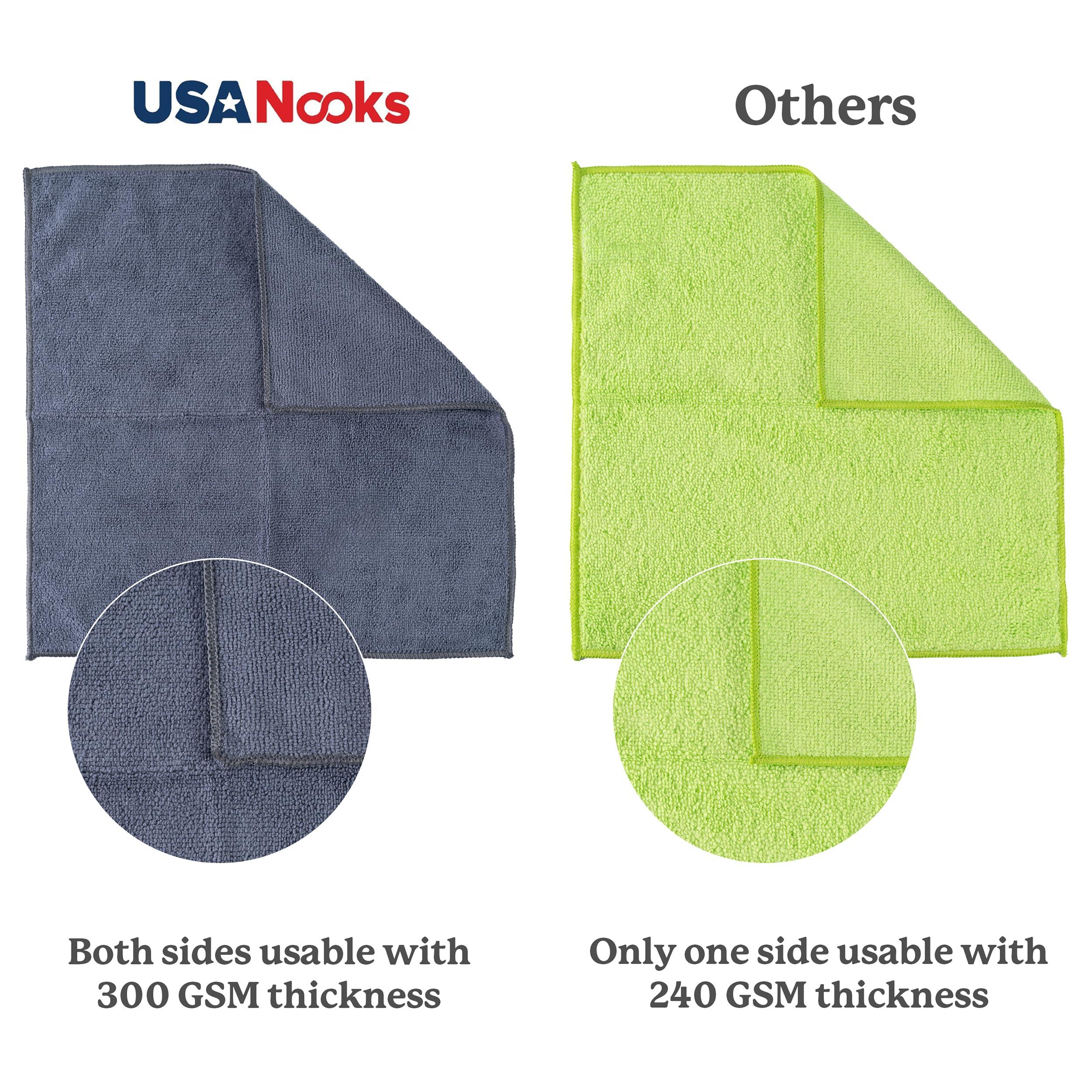 USANOOKS Microfiber Cleaning Cloth Grey - 12 Pcs (12.5"x12.5") - High Performance - 1200 Washes, Ultra Absorbent Microfiber Towel Weave Grime & Liquid for Streak-Free Mirror Shine - Car Washing Cloth - Image 4