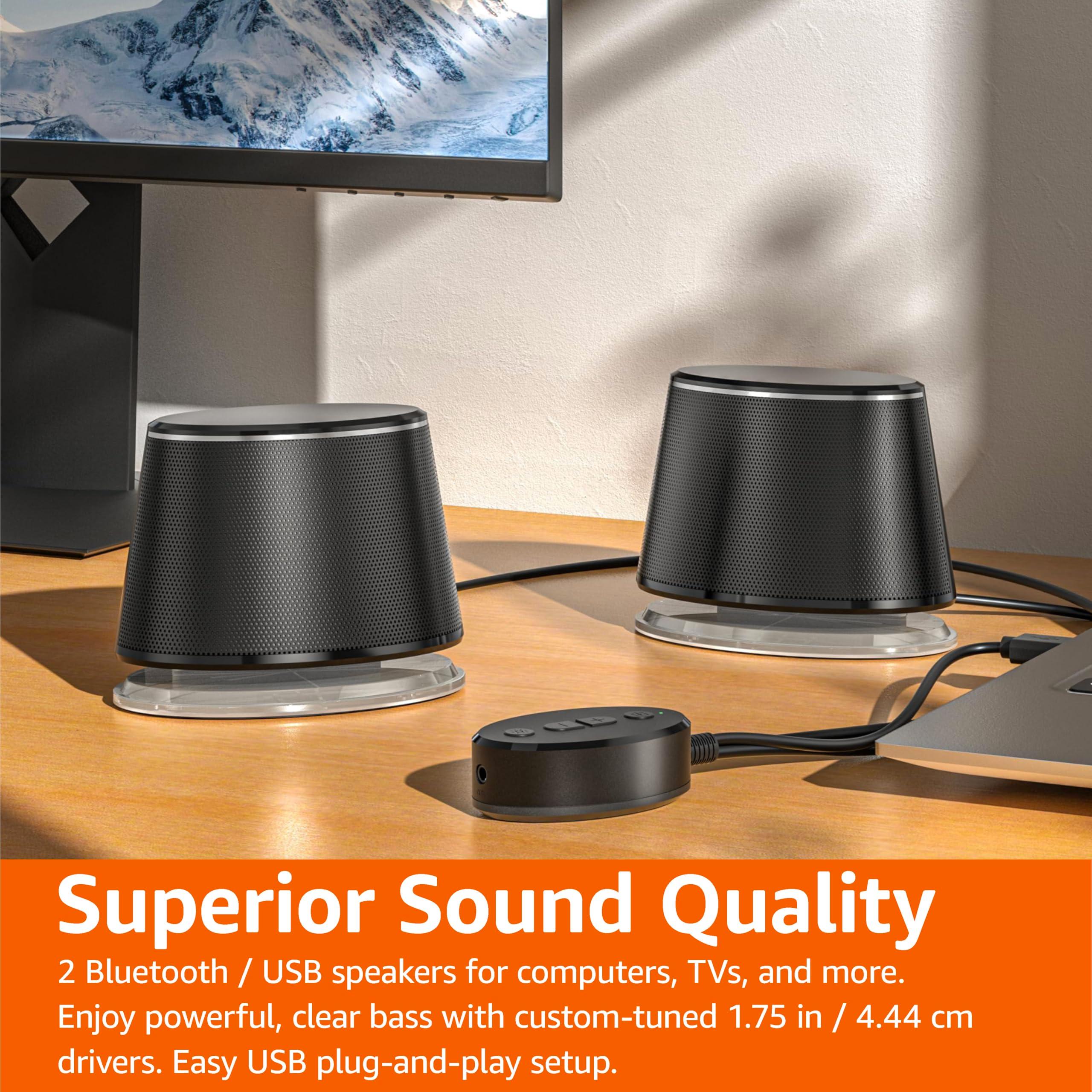 Amazon Basics Bluetooth Computer Speakers with USB 3.0 and Blue Lighting - Image 6