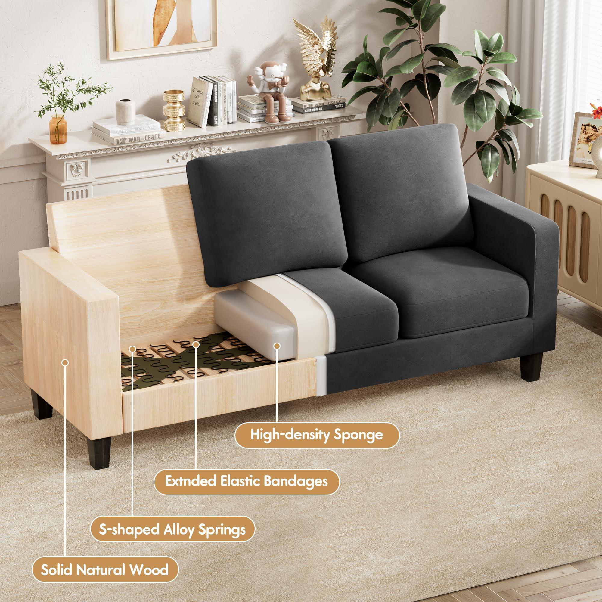 VICTONE Convertible Sectional Sofa Couch, 3 Seat L-Shaped Sofa with Linen Fabric Ottoman Small Couch for Small Apartments, Living Room and Office (Linen Fabric, Dark Gray) - Image 6