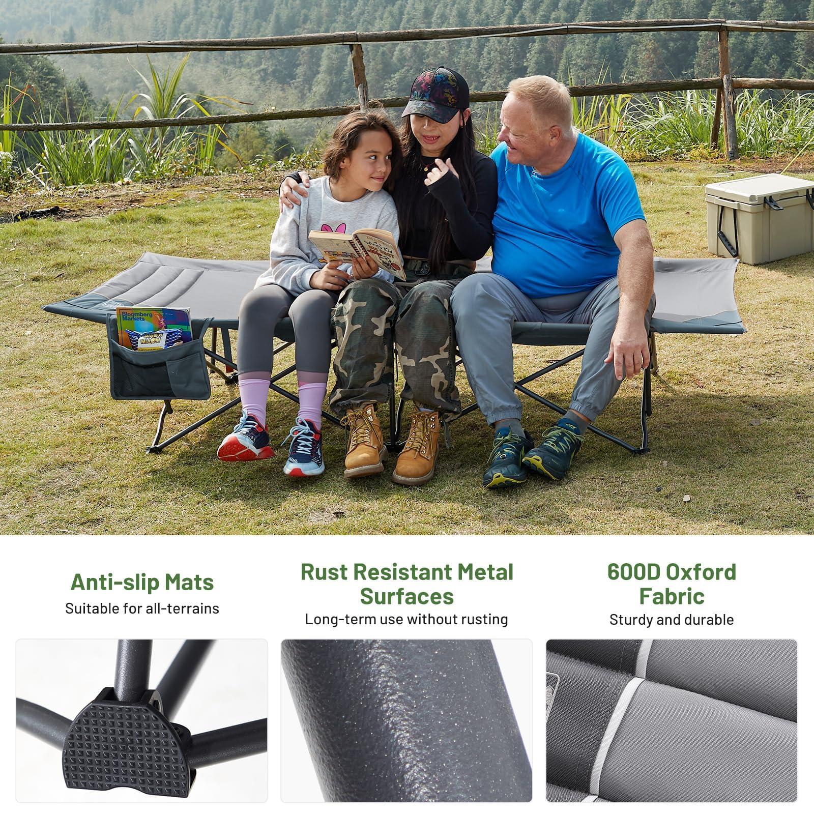TIMBER RIDGE Extra Wide Heavy Duty Camping Cot for Adult, Easy Set Up Oversized Sleeping Cot with Carry Bag for Camping, Travel and Outdoors, Support up to 450lbs - Image 4