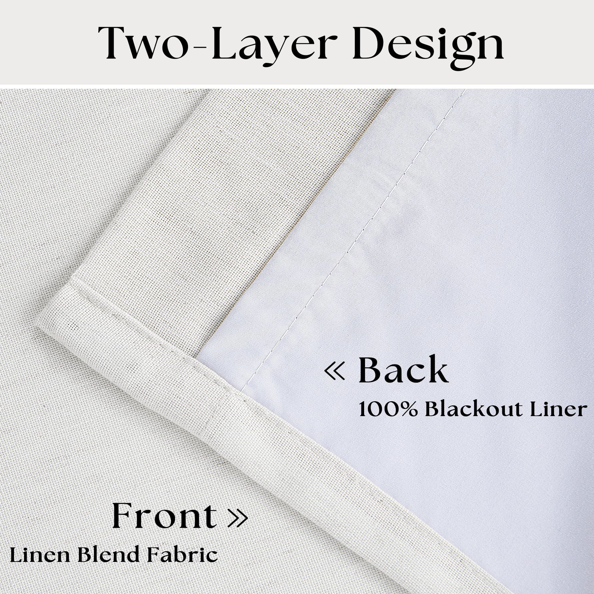 Off White Pinch Pleated 100% Blackout Curtains 102 Inches Long Linen Blend Window Curtains 102 Inch for Bedroom Living Room Darkening Thermal Insulated Back Tab Pinch Pleat Dual Layer Drapes Ivory - Image 4