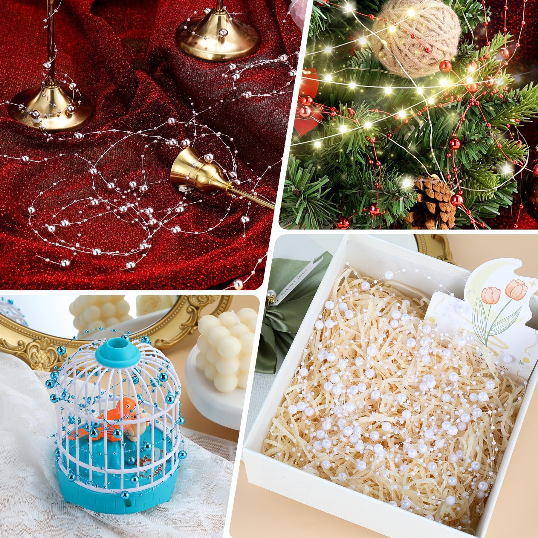 40 Pcs Artificial Floating Beads Pearls String, Bright Gold and Silver 8+3mm Faux Pearl Bead Strings for Centerpieces Vases Filler, Wedding Crafts Party Home Table Decor - Image 7
