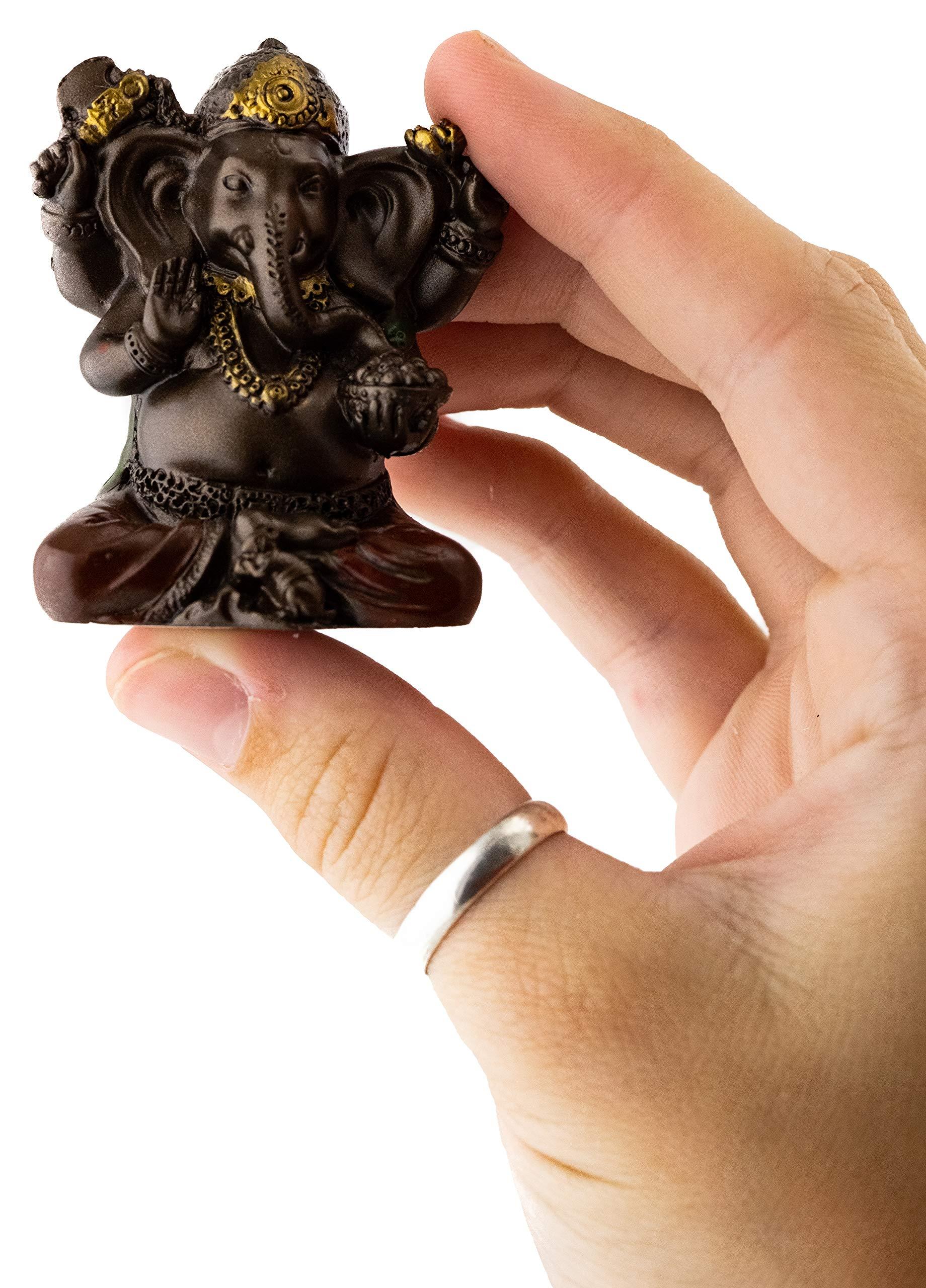 Top Collection Mini Ganesh Statue - Ganesha Lord of Success Sculpture in Premium Cold Cast Bronze with Colored Accents - 2-Inch Collectible New Age Hind God Figurine (Sm. Ganesh)