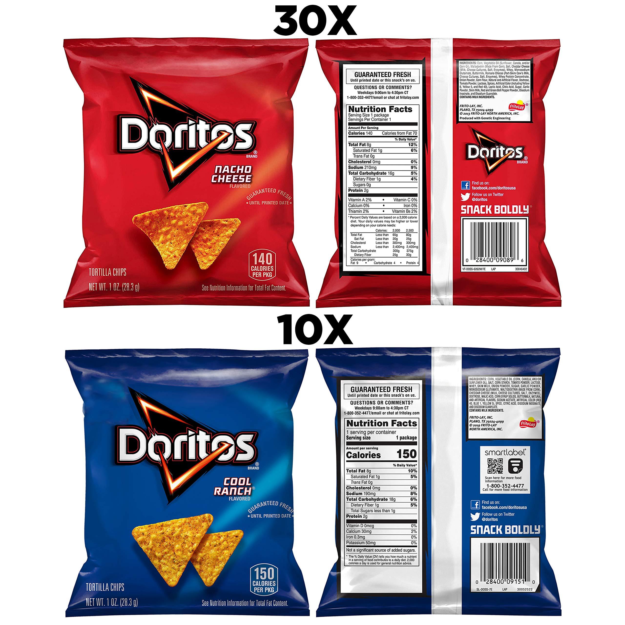Doritos Flavored Tortilla Chips, Favorites Variety Pack (Nacho Cheese and Cool Ranch), 1 Ounce (Pack of 40) - Image 3