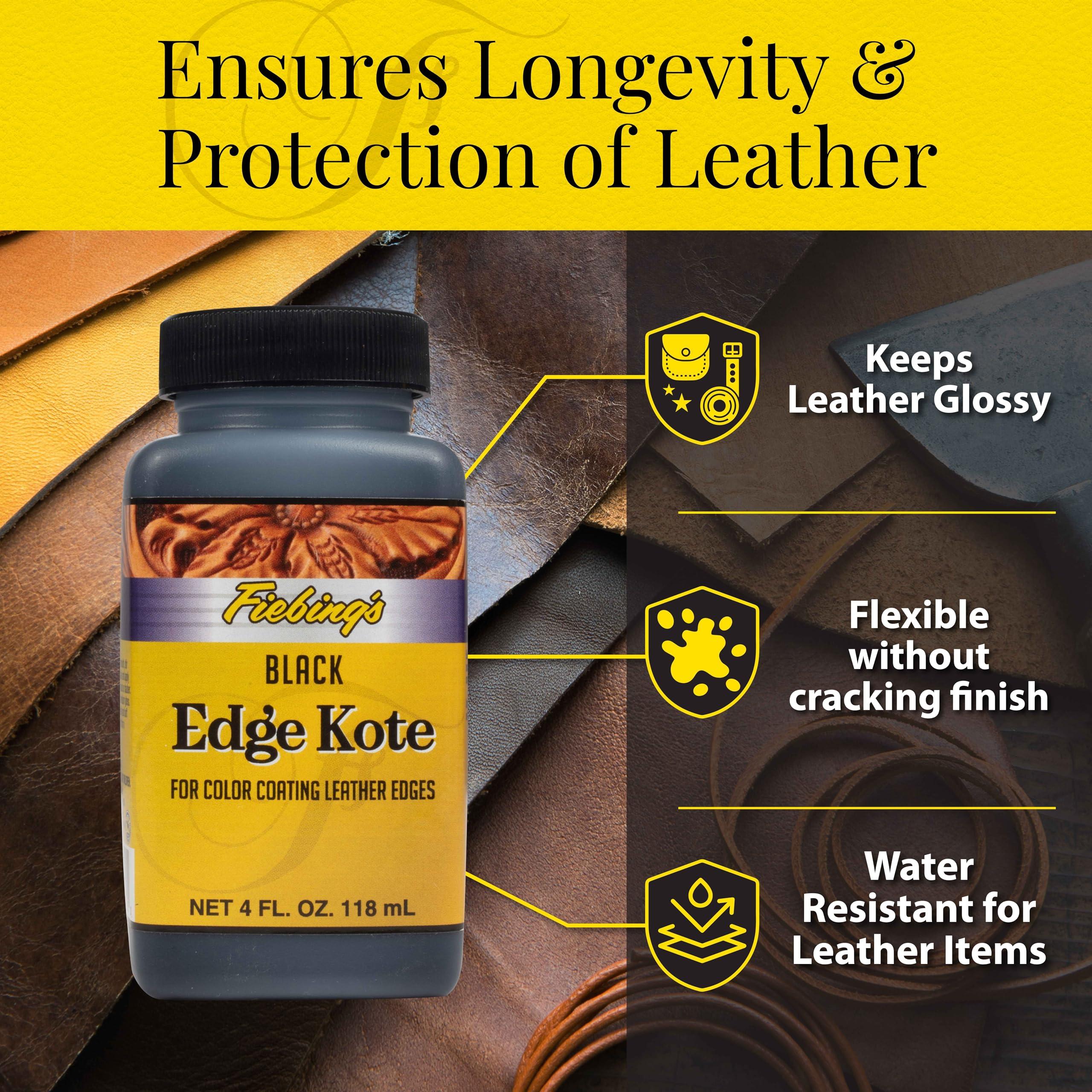 Fiebing's Edge Kote (4oz, Black) - Leather Edge Paint for Shoes, Furniture, Purses, Couches, Belts - Flexible, Water Resistant, Semi Gloss Color Coating Leather Dye to Protect Natural Edges - Image 4