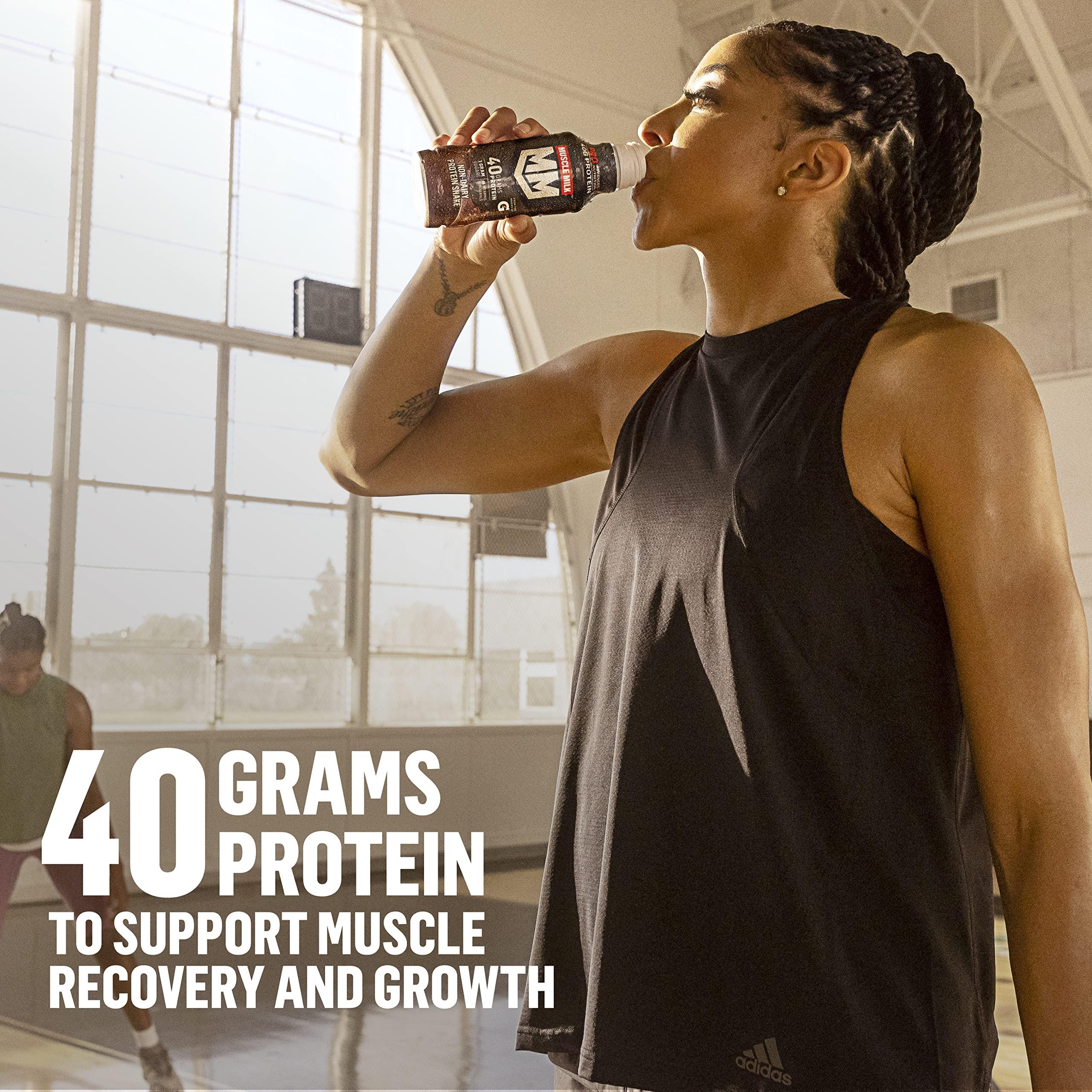Muscle Milk Pro Advanced Nutrition Protein Shake, Knockout Chocolate, 14 Fl Oz Bottle, 12 Pack, 40g Protein, 1g Sugar, 16 Vitamins & Minerals, 6g Fiber, Workout Recovery, Packaging May Vary - Image 4