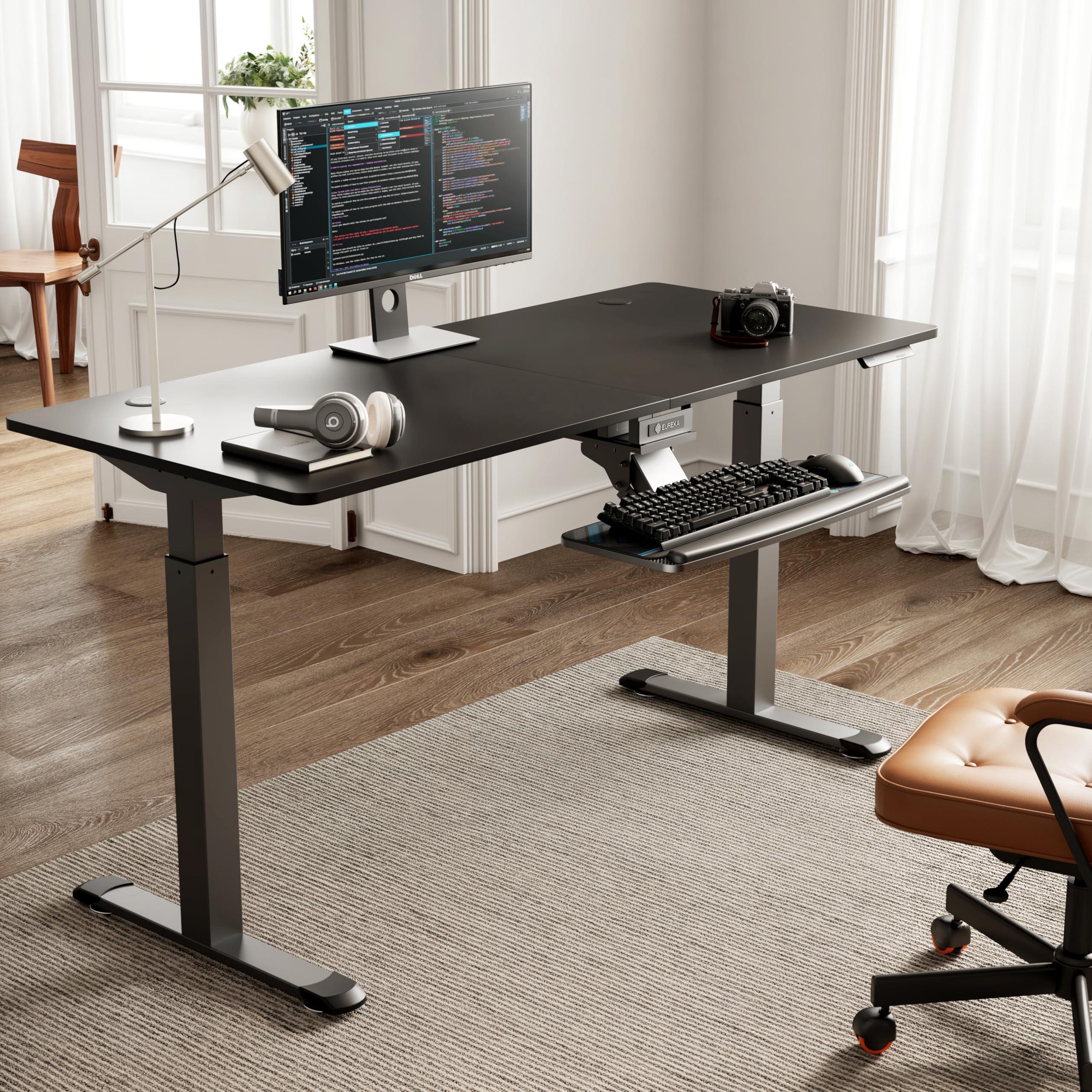 EUREKA ERGONOMIC Keyboard Tray Height Adjustable, Swivel Tilt Computer Keyboard Drawer Under Desk, 25x9.13'' Sliding Keyboard & Mouse Platform with Mouse Pad for Typing, Black - Image 2