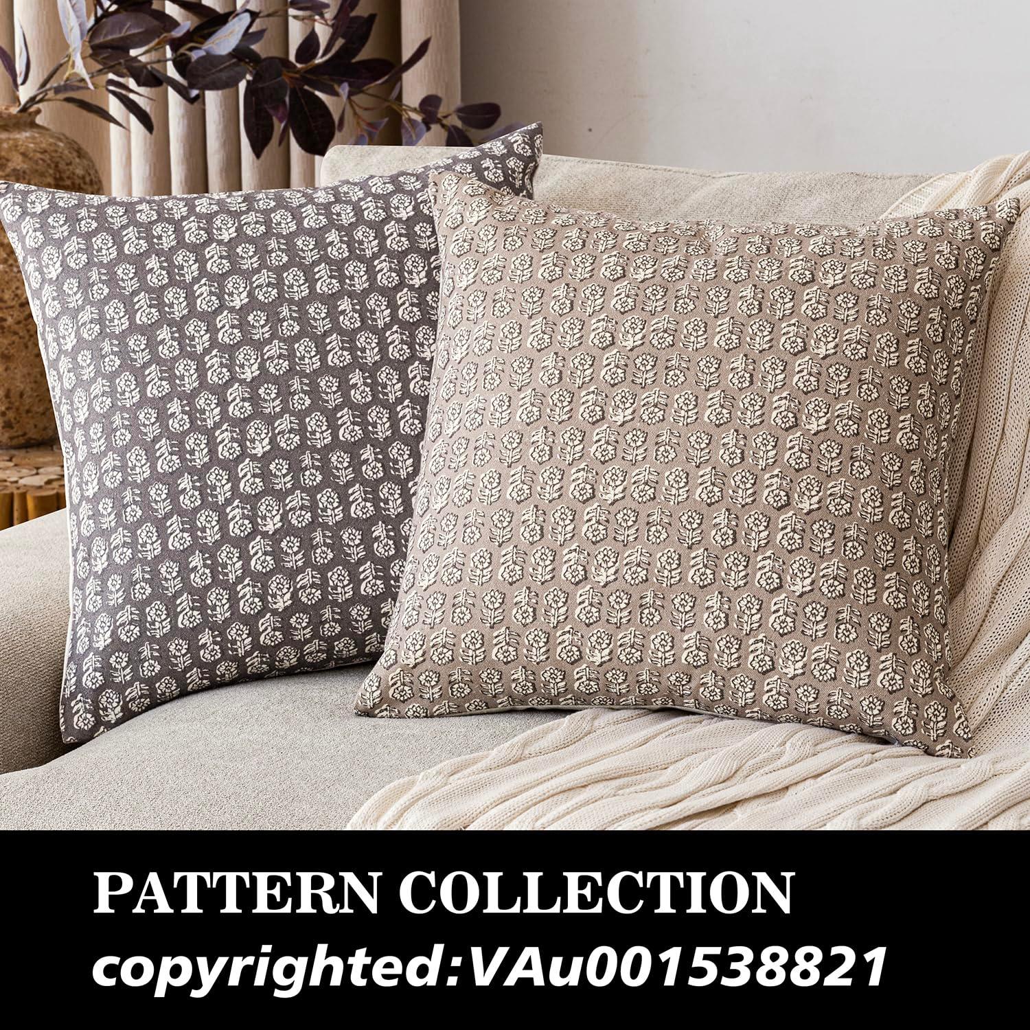 Foindtower Set of 2 Decorative Vintage Floral Print Throw Pillow Covers Neutral Modern Farmhouse Cushion Covers Boho Home Decor for Sofa Chair Couch Bedroom Living Room Outdoor,18×18 Inch,Tan Taupe - Image 4
