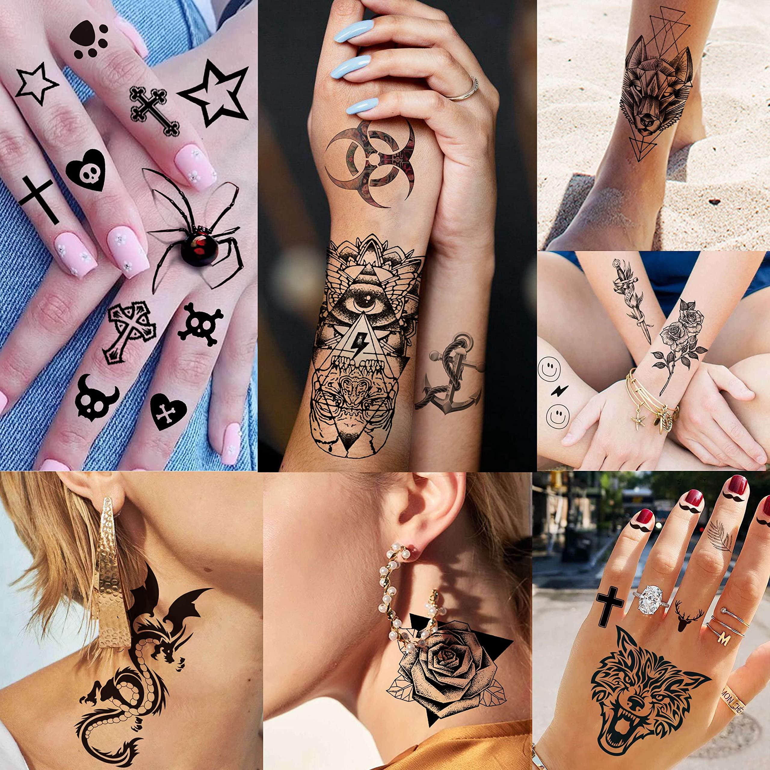 VANTATY 50 Sheets Black Temporary Tattoos For Men Adults Ealge Dragon Lion Wolf Animals For Women Neck Arm Thigh, Fake Small Skull Tattoo Sticker For Kids Children Boys Girls Tatoos - Image 5