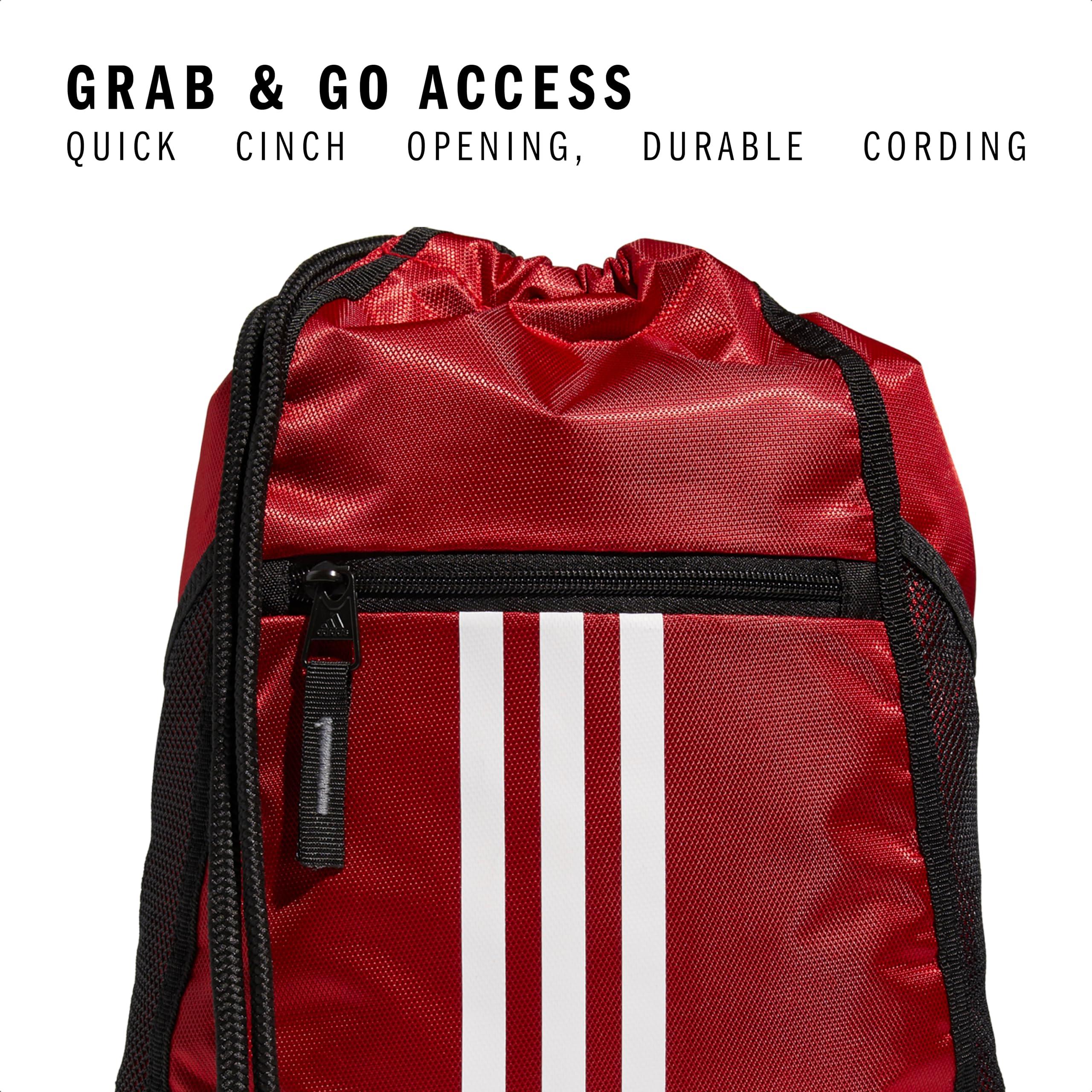 adidas Alliance Sackpack, Drawstring Backpack, Lightweight Small Gym Bag for Women and Men, Team Power Red, One Size - Image 3