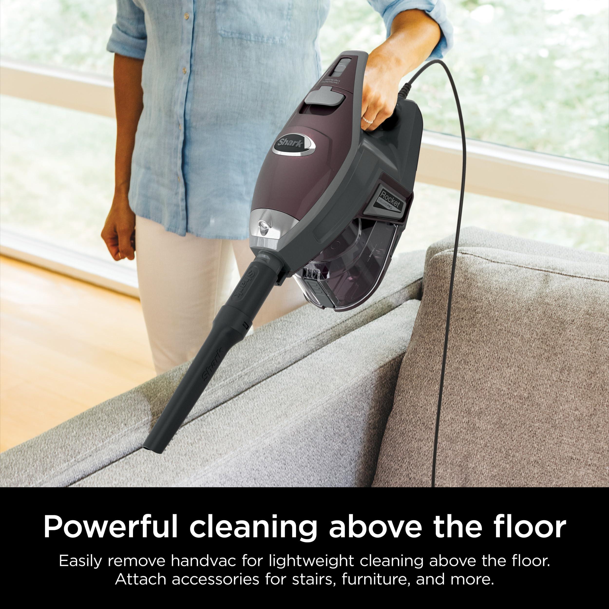 Shark HV322 Rocket Deluxe Pro Corded Stick Vacuum with LED Headlights, XL Dust Cup, Lightweight, Perfect for Pet Hair Pickup, Converts to a Hand Vacuum, with Pet Attachments, Bordeaux/Silver - Image 6