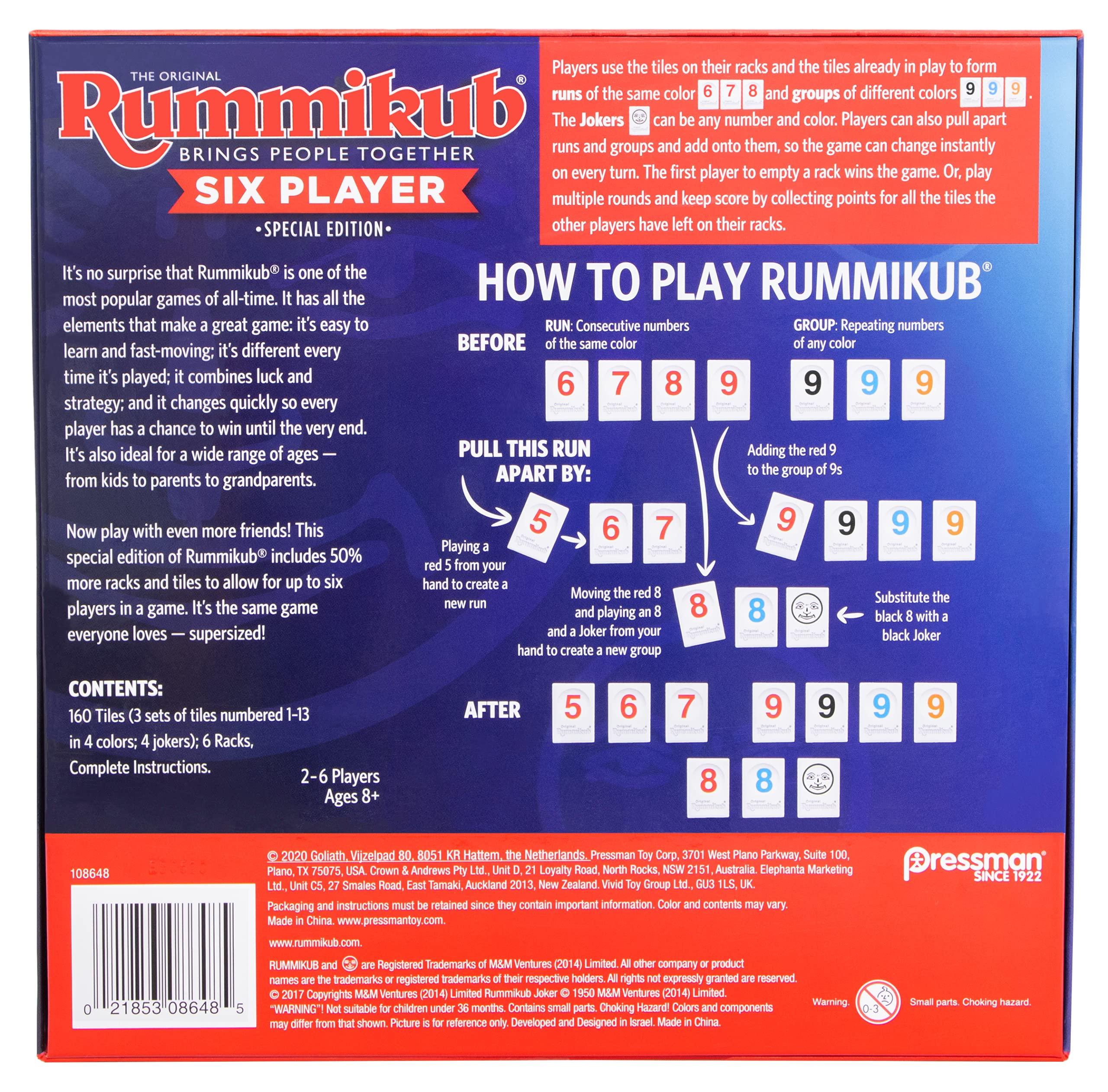 Rummikub Six Player Edition - The Classic Rummy Tile Game - More Tiles and More Players for More Fun! by Pressman , Blue - Image 7