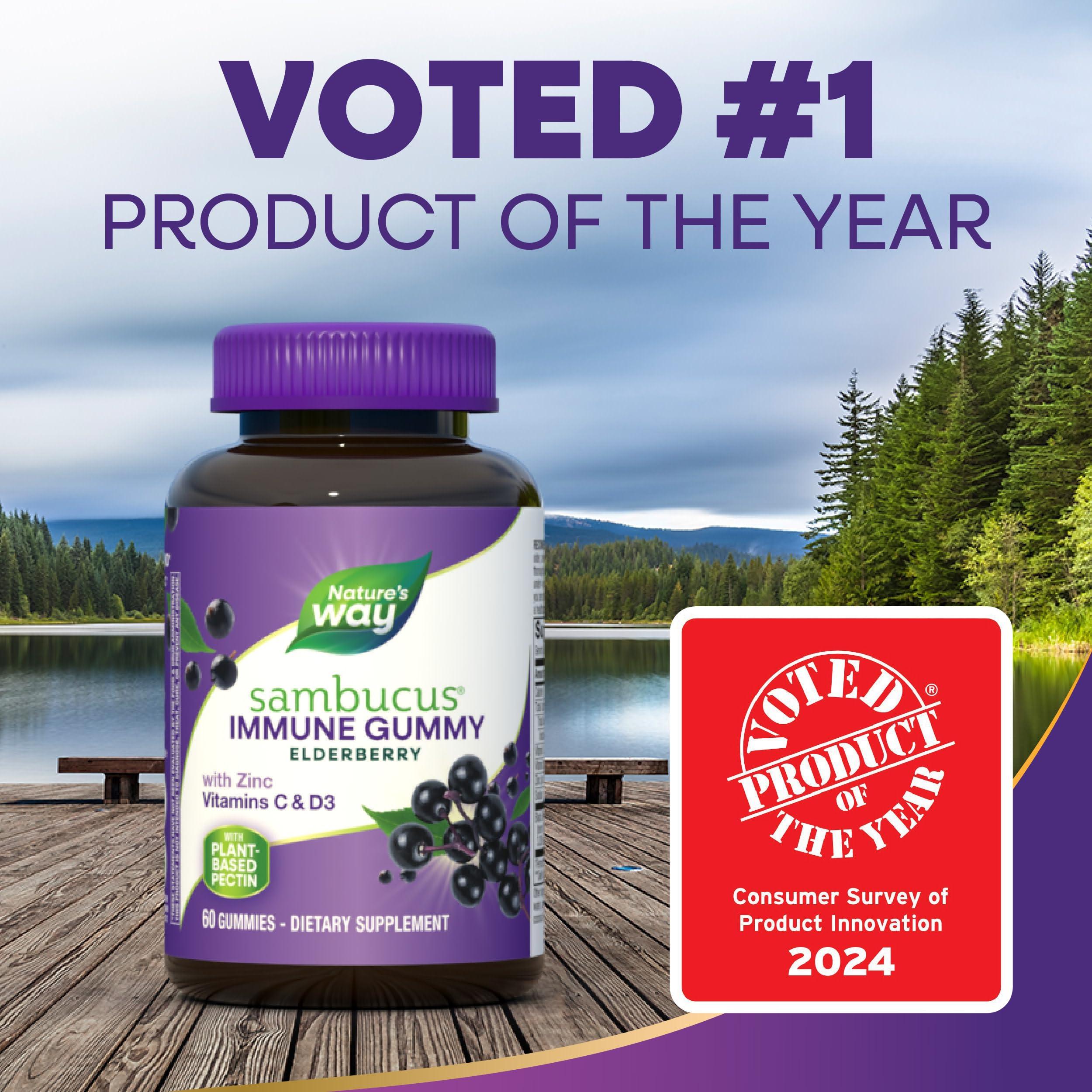 Nature’s Way Sambucus Elderberry Immune Gummies, Daily Immune Support for Kids and Adults*, with Vitamin C, Vitamin D3, Zinc, Gluten Free, Vegetarian, 60 Gummies - Image 6