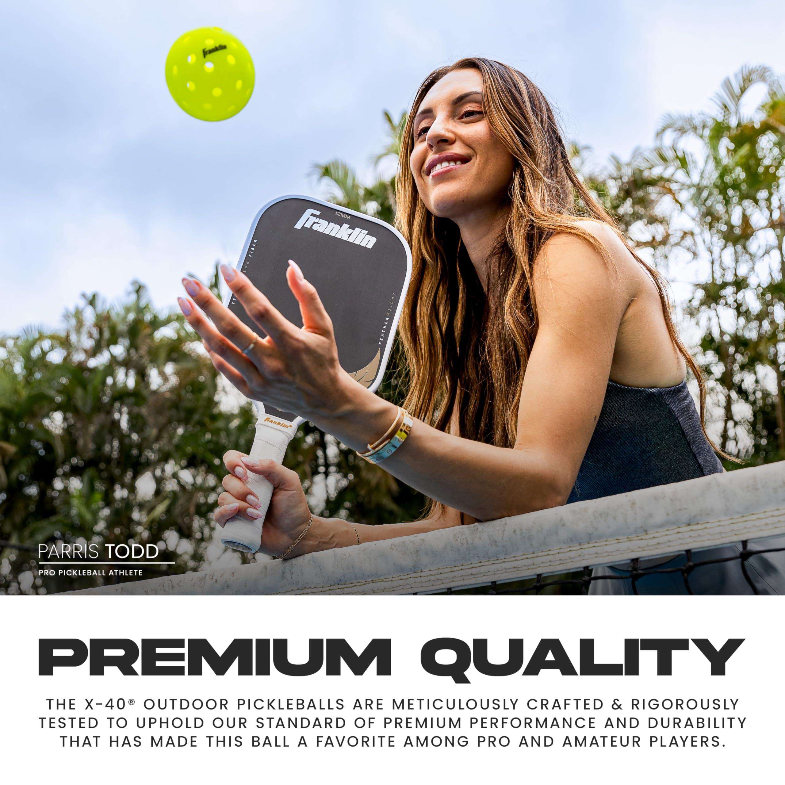 Franklin Sports X-40 Outdoor Pickleballs - Official Ball of USA Pickleball, APP Tour + Pickleball US Open - 3 Packs, 12 Packs, 36 Pickleball Buckets, 50, 100 + 400 Bulk Packs of Regulation Pickleballs - Image 5