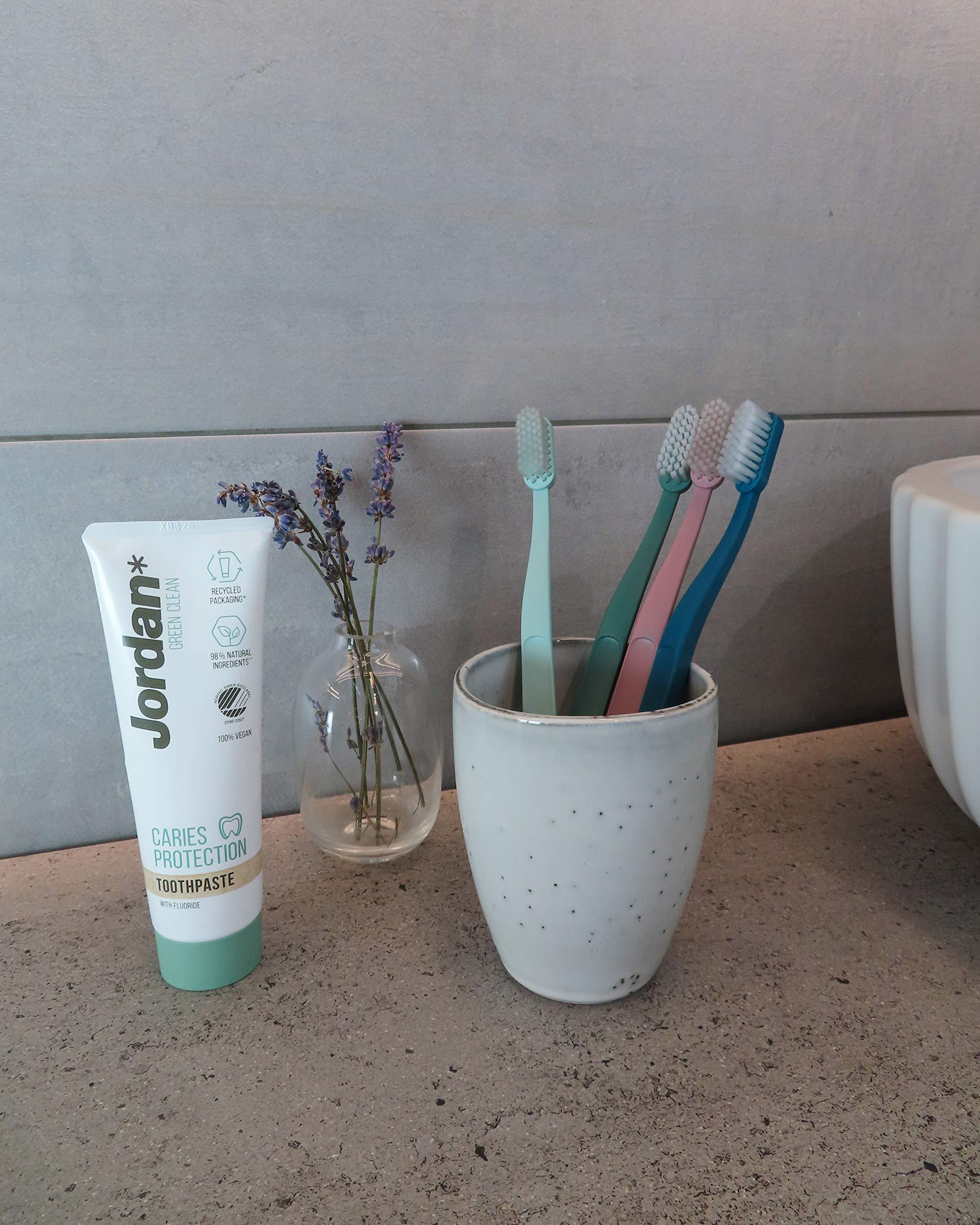 Jordan Green Clean Manual Toothbrush - Sustainable, Eco-Friendly Scandinavian Design, Soft Bristles, Mixed Colors, 4 Units - Image 5