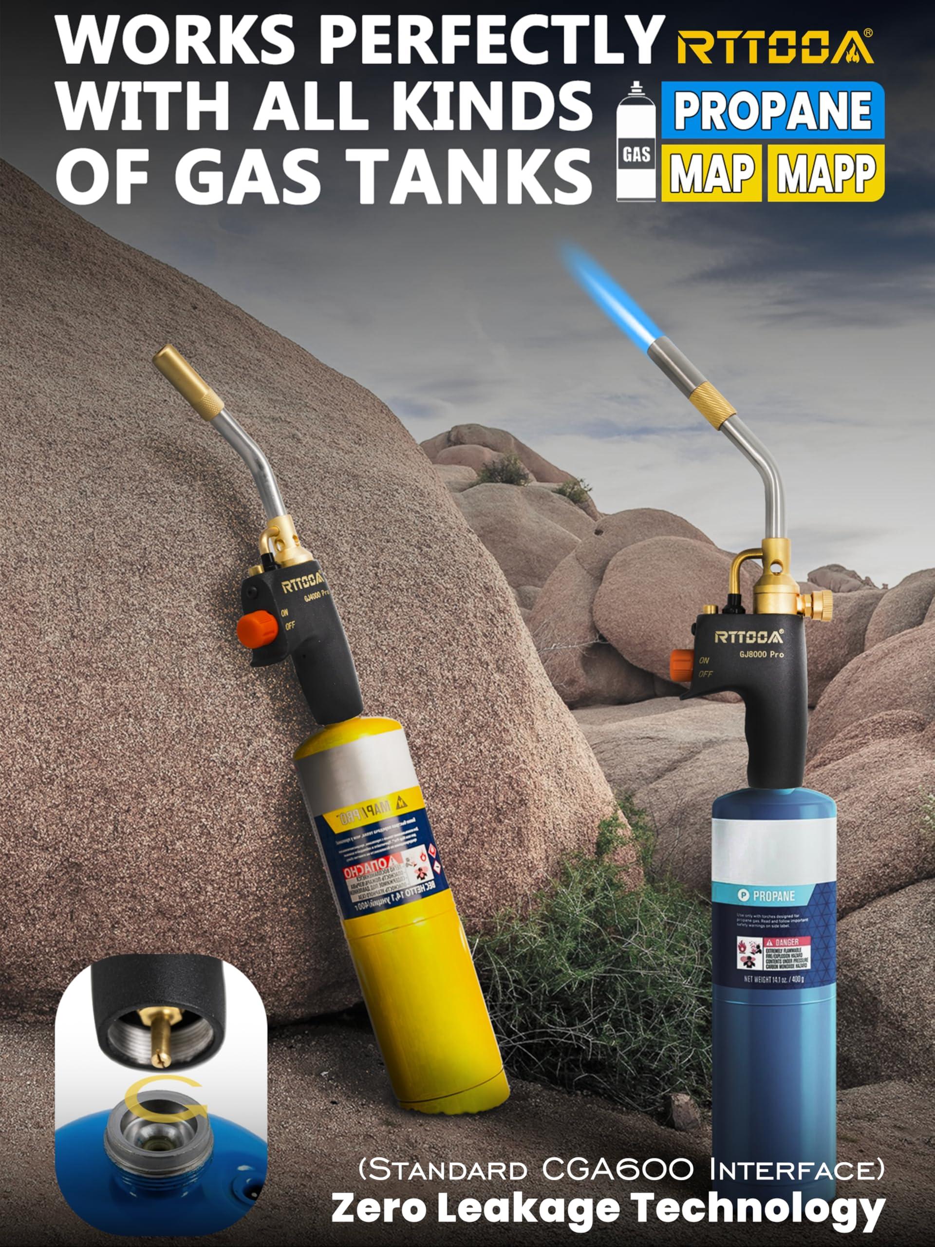 RTTOOA Propane Torch Head, GJ-8000pro High Intensity Torch Head, Trigger Start Gas Torch Kit for Propane, Pencil Flame Welding Torch Fuel by Mapp/Map/Propane, Soldering, Cooking（CSA Certified) - Image 3