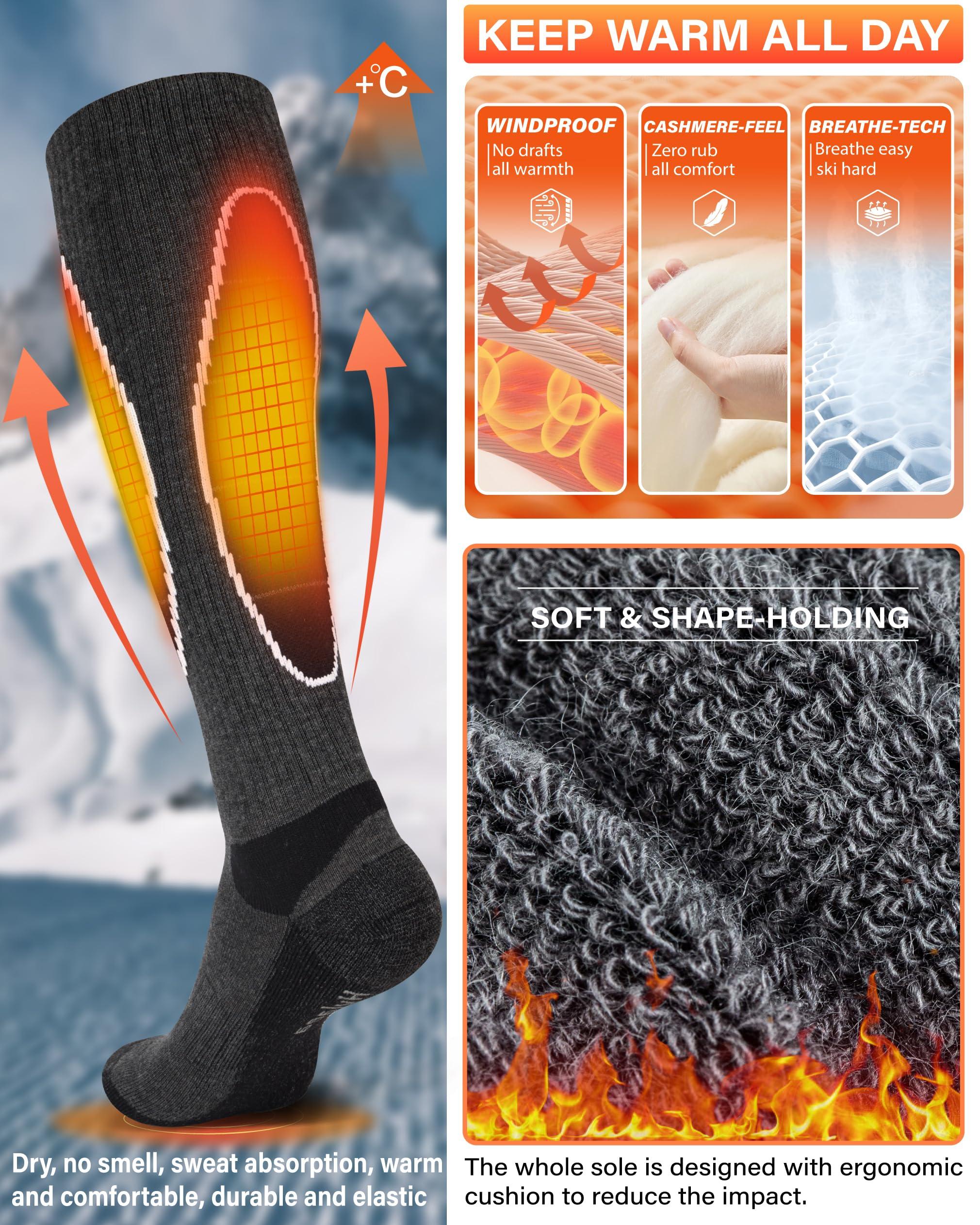 Hylaea Merino Wool Ski Socks, Cold Weather Socks for Snowboarding, Snow, Winter, Thermal Knee-high Warm Socks, Hunting - Image 3