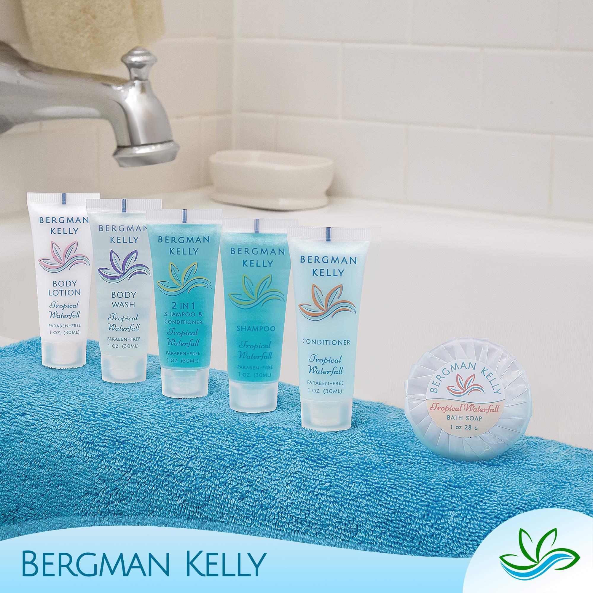 BERGMAN KELLY Round Soap Bars, 2in1 Shampoo & Conditioner 2-Piece Set (Tropical Waterfall, 1 oz each, 100 pc), Delight Your Guests with Revitalizing & Refreshing Sanitary Toiletries & Hotel Amenities - Image 6