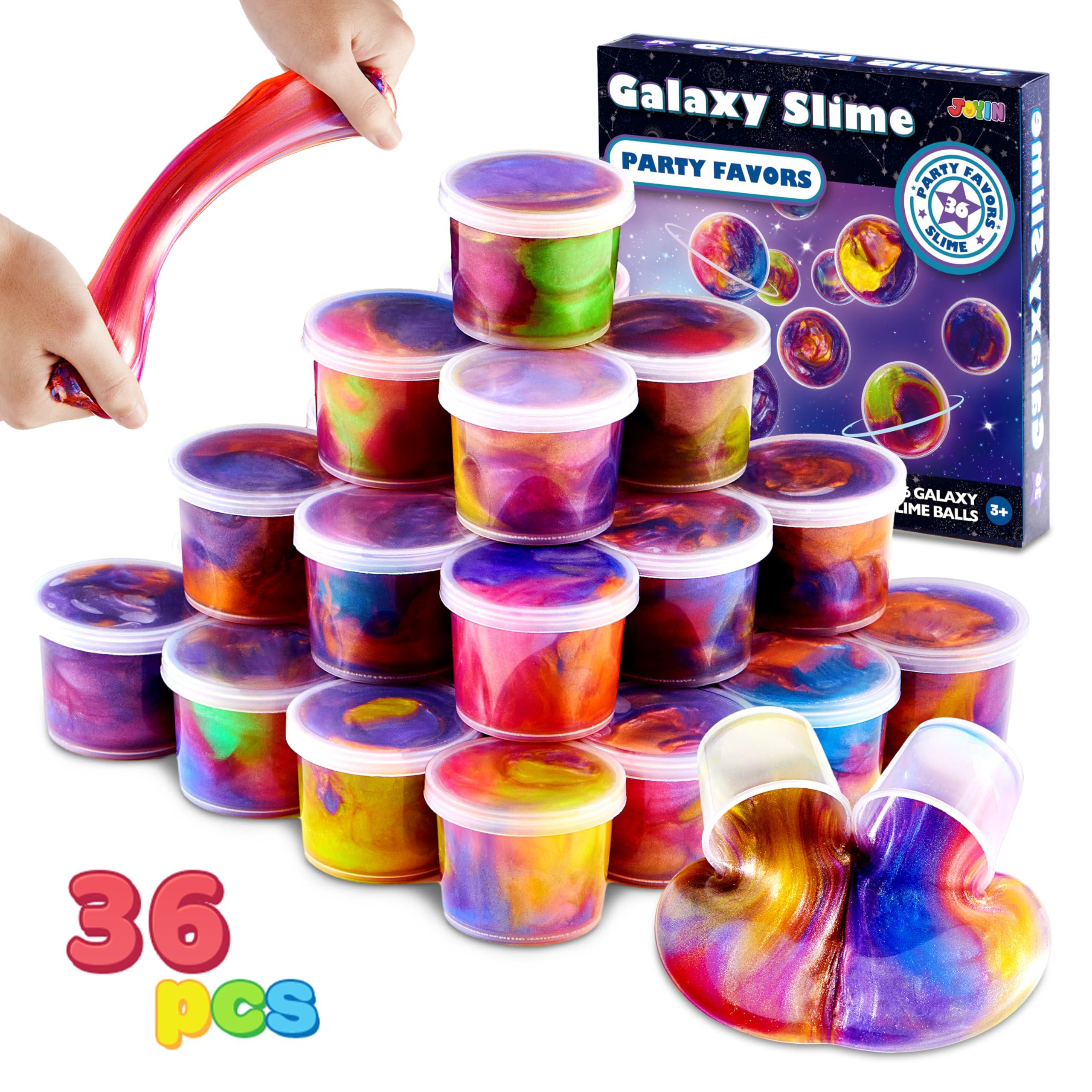 JOYIN Slime Party Favors, 36 Pack Galaxy Slime Cup - Stretchy, Non-Sticky, Mess-Free, Stress Relief, and Safe - Toys for Girls and Boys - Classroom Reward, Party Supplies