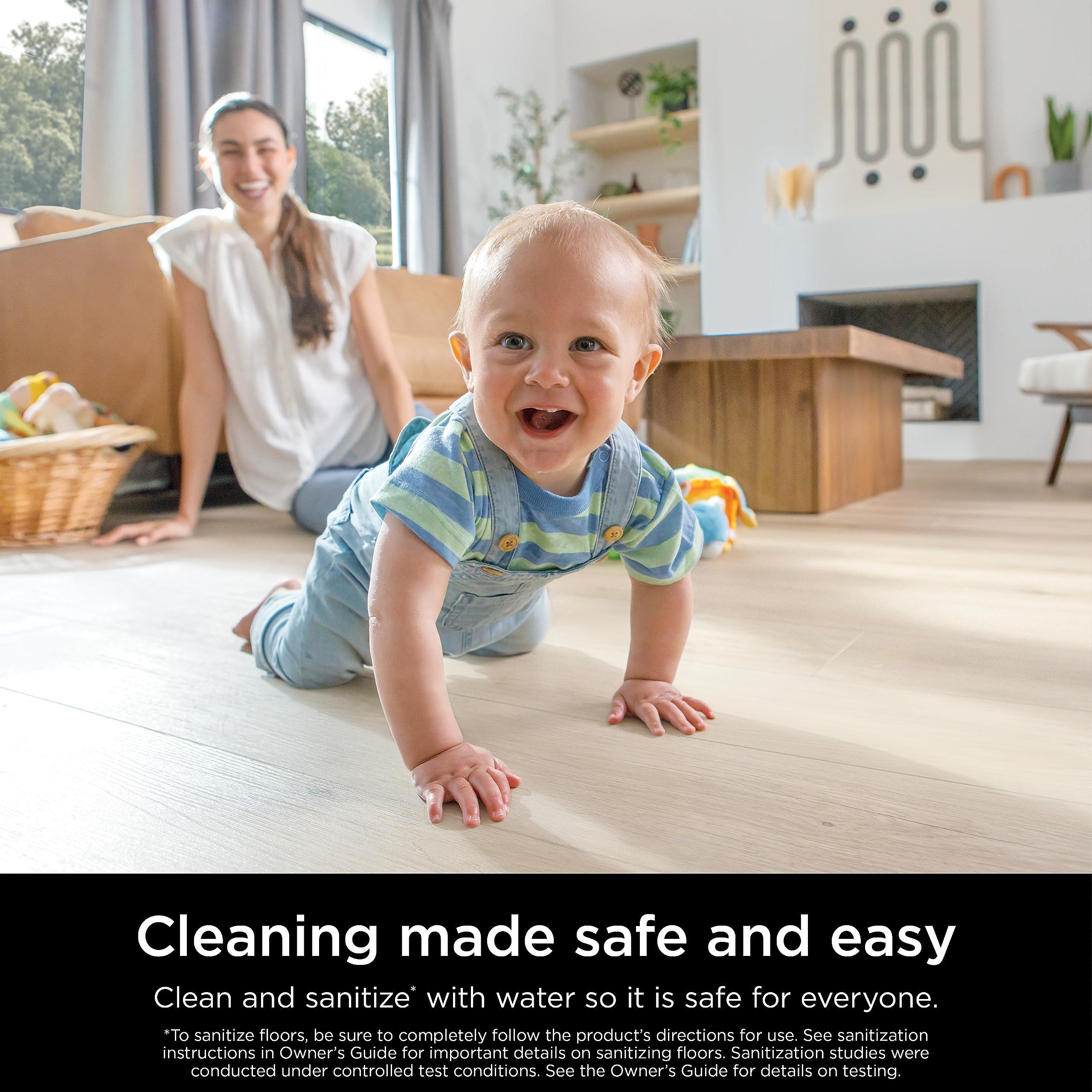 Shark Steam Mop with 2 Machine Washable Dirt Grip Pads, Removable Water Tank, Lightweight, Steam Cleaner for sealed Hard Floors, Marble, Stone, Hardwood, Tile, Laminate, White/Seafoam, S1000 - Image 4