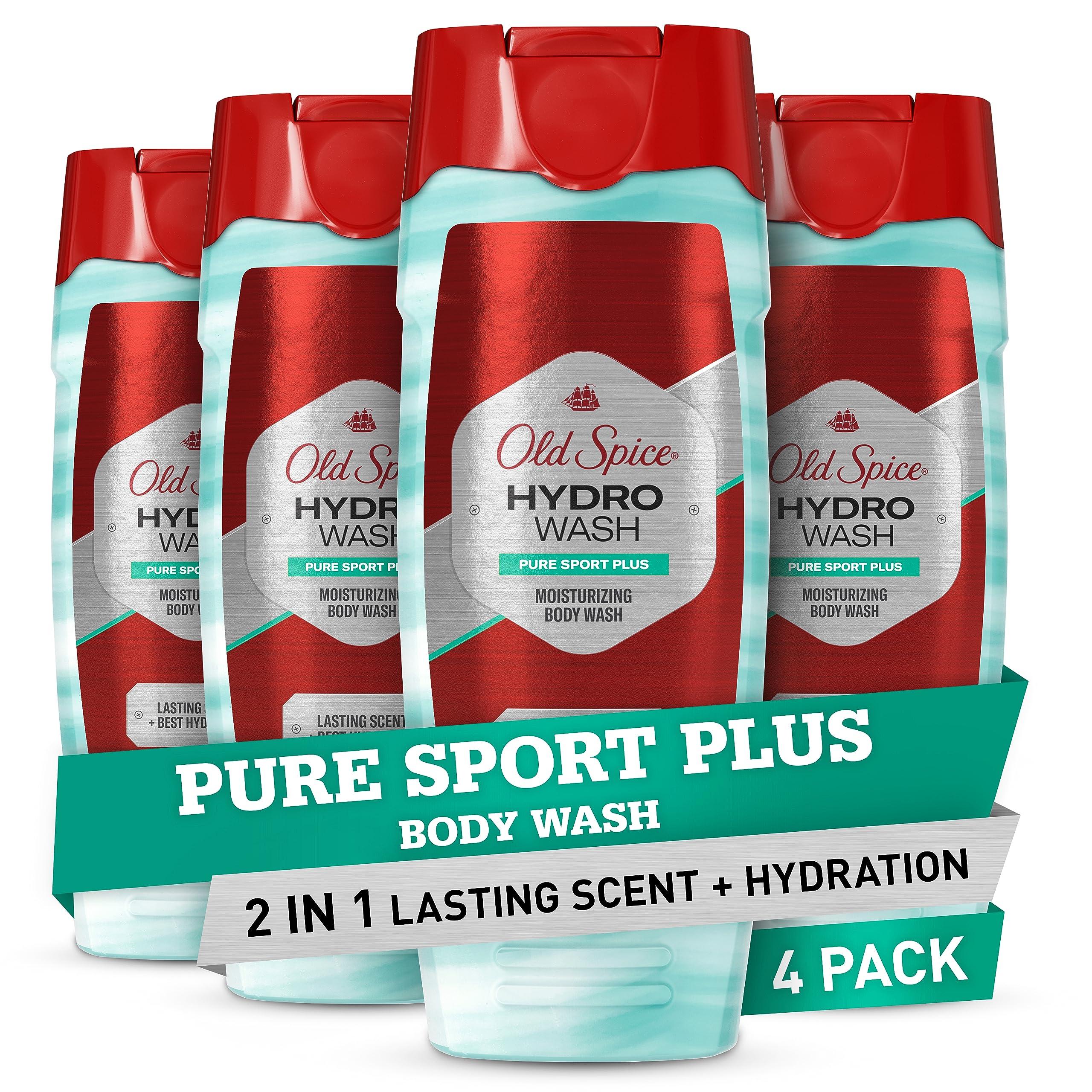 Old Spice Moisturizing Body Wash for Men, Hydro Wash, 2-in-1 Long Lasting Scent & Deep Hydration, 24/7 Shower Fresh, Pure Sport Scent, 16 oz