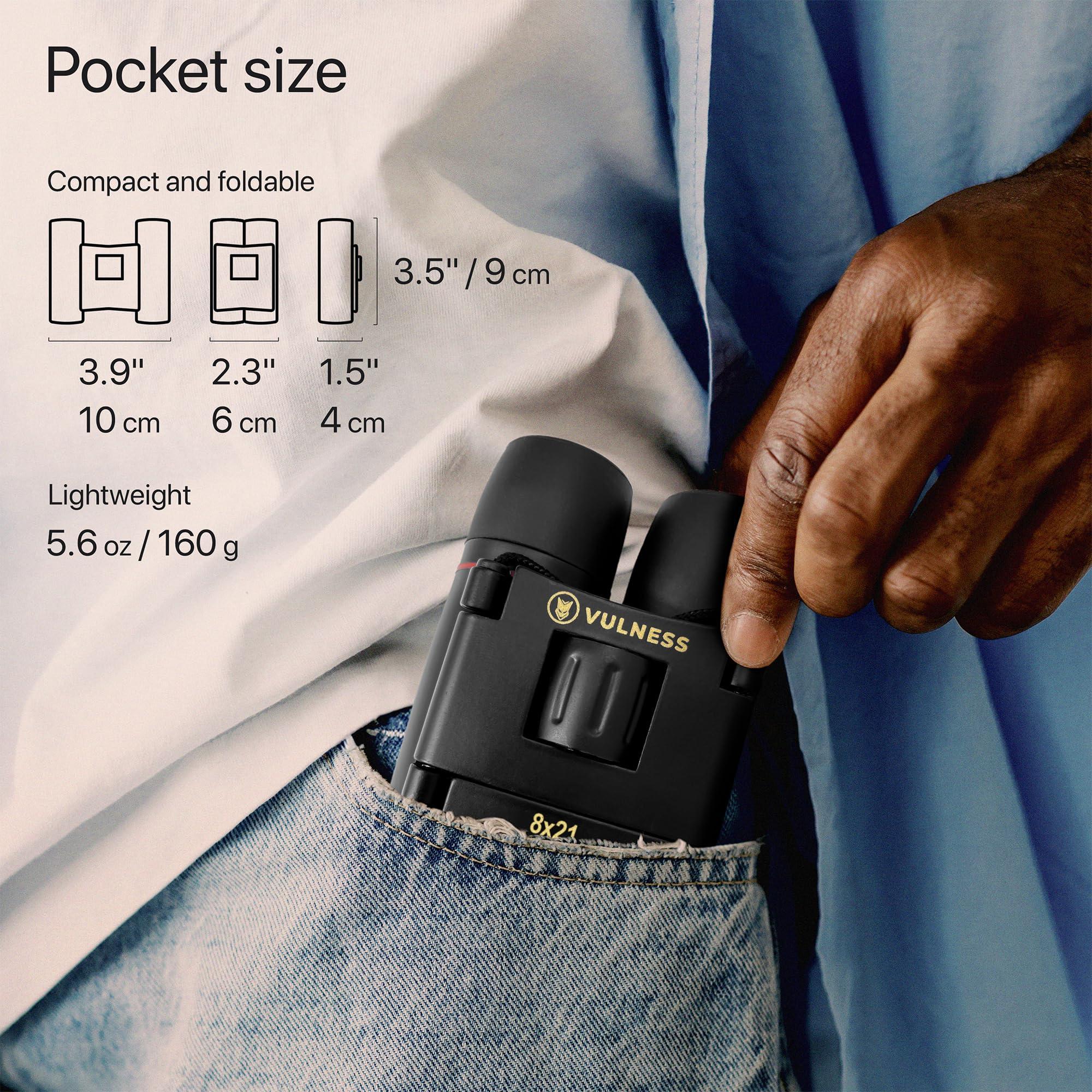 Small Binoculars for Adults and Kids | Cruise Ship Essentials Camping Bird Watching Travel Hiking Accessories Alaska Costa Rica Must Haves Packing List High Powered Mini Compact VULNESS (Black, 8X21) - Image 6