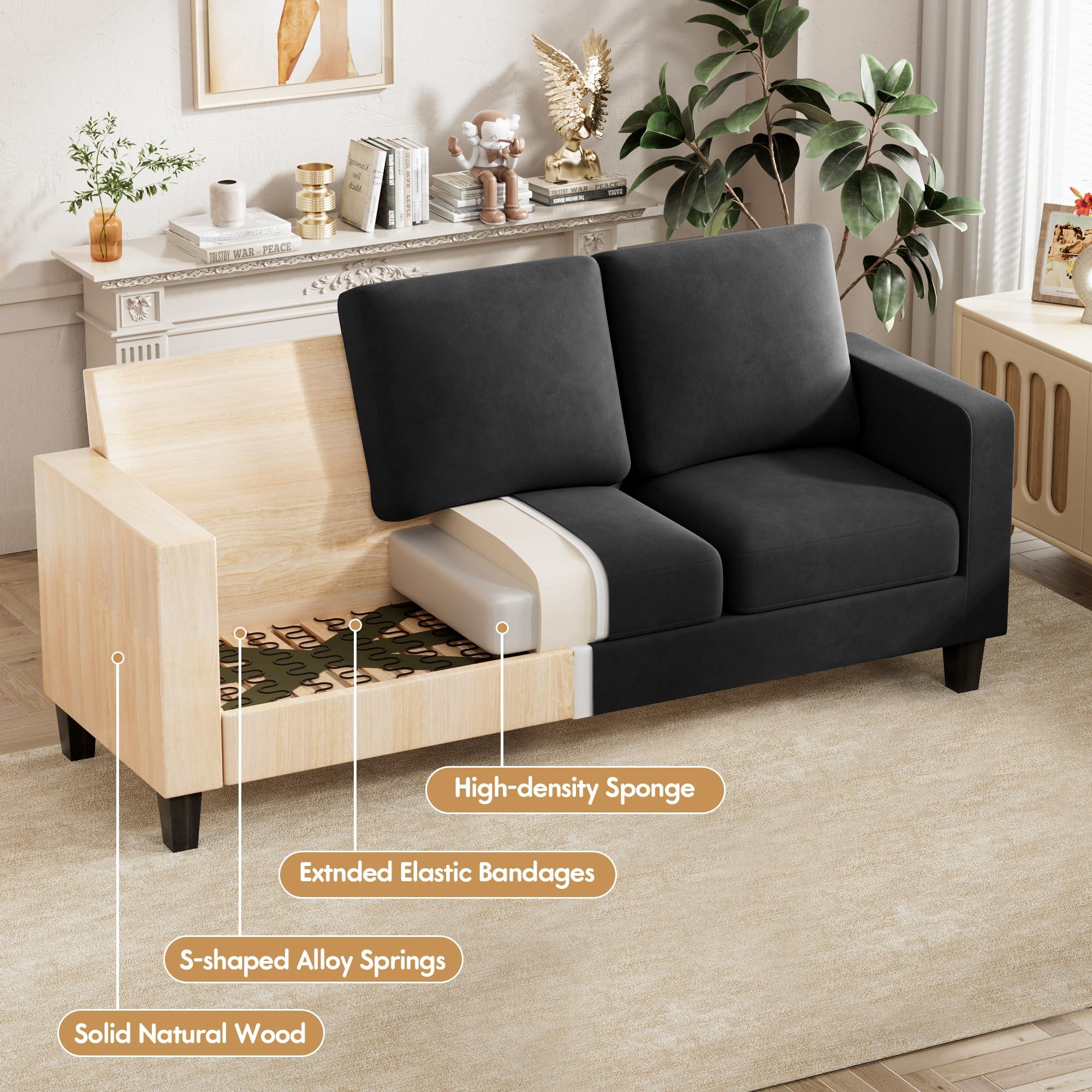 VICTONE Sectional Sofa Couch, 3 seat L-Shaped Small Sofa with Movable Ottoman Couch for Small Apartments, Living Rooms and Offices (Linen Fabric, Deep Grey) - Image 5