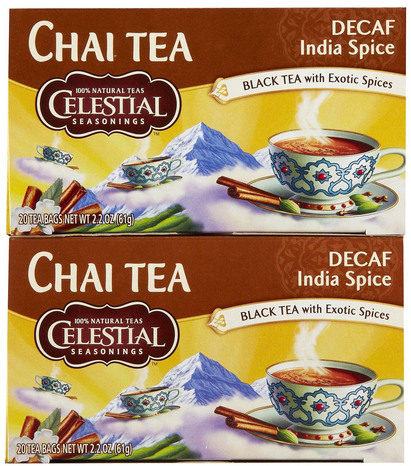 CELESTIAL SEASONINGS CHAI,ORIGINAL,INDIA DECAF, 20 BAG - Image 1