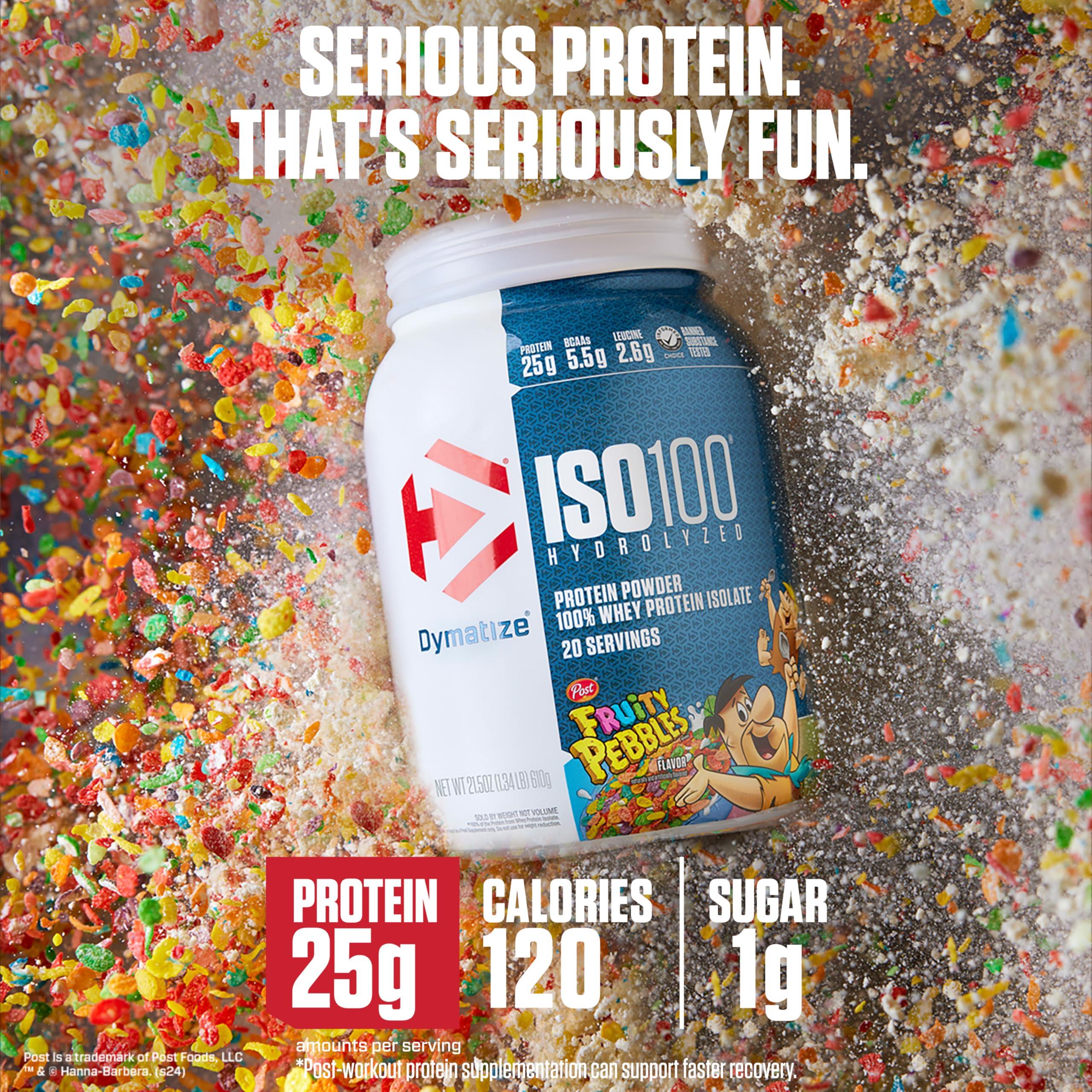 Dymatize x Fruity Pebbles ISO100 Whey Protein Powder Isolate, 25g of Protein, 20 Servings, 5.5g BCAAs, 120 Cal., Gluten Free, 1g Fat, 1g Sugar, 2g Carb - Image 2