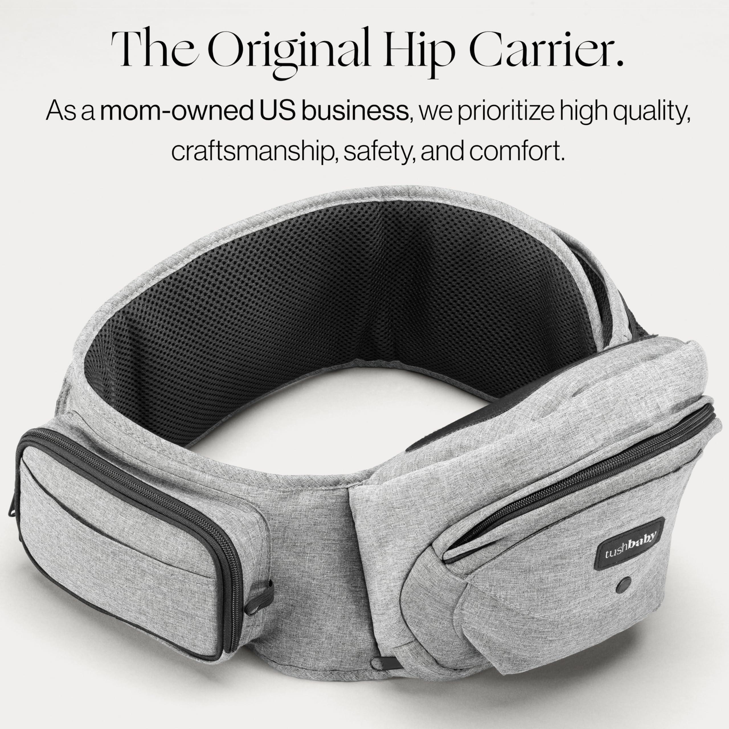 Tushbaby The Original Safety-Certified Hip Carrier for Babies & Toddlers: Machine Washable Child Waist Seat with Pocket Storage, As Seen on Shark Tank (23”-44” Waist, 0-3 yrs up to 45lbs) – Grey - Image 3