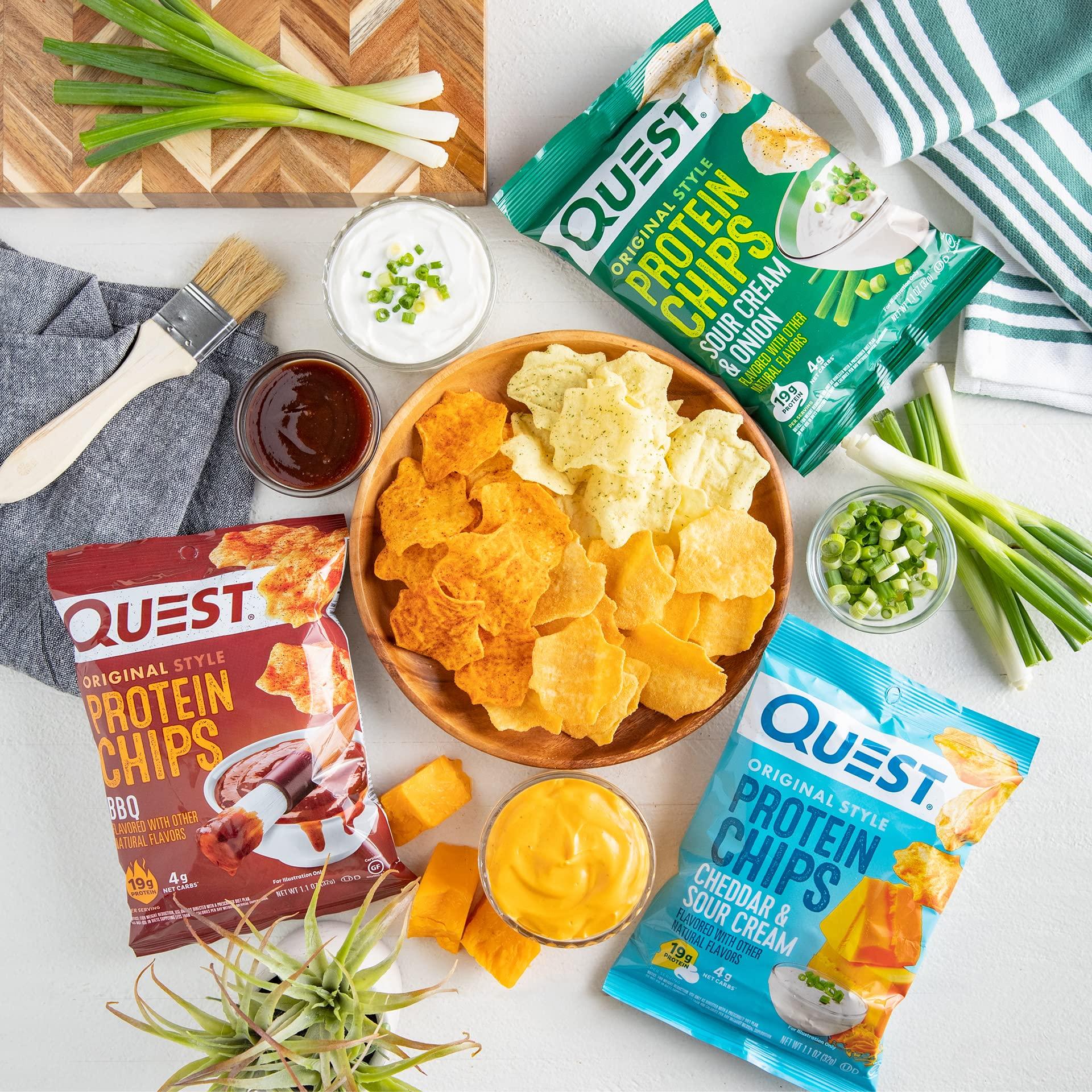 Quest Nutrition Protein Chips Variety Pack, BBQ, Cheddar & Sour Cream, Sour Cream & Onion, High Protein, Low Carb, 1.1 oz (Pack of 12) - Image 6