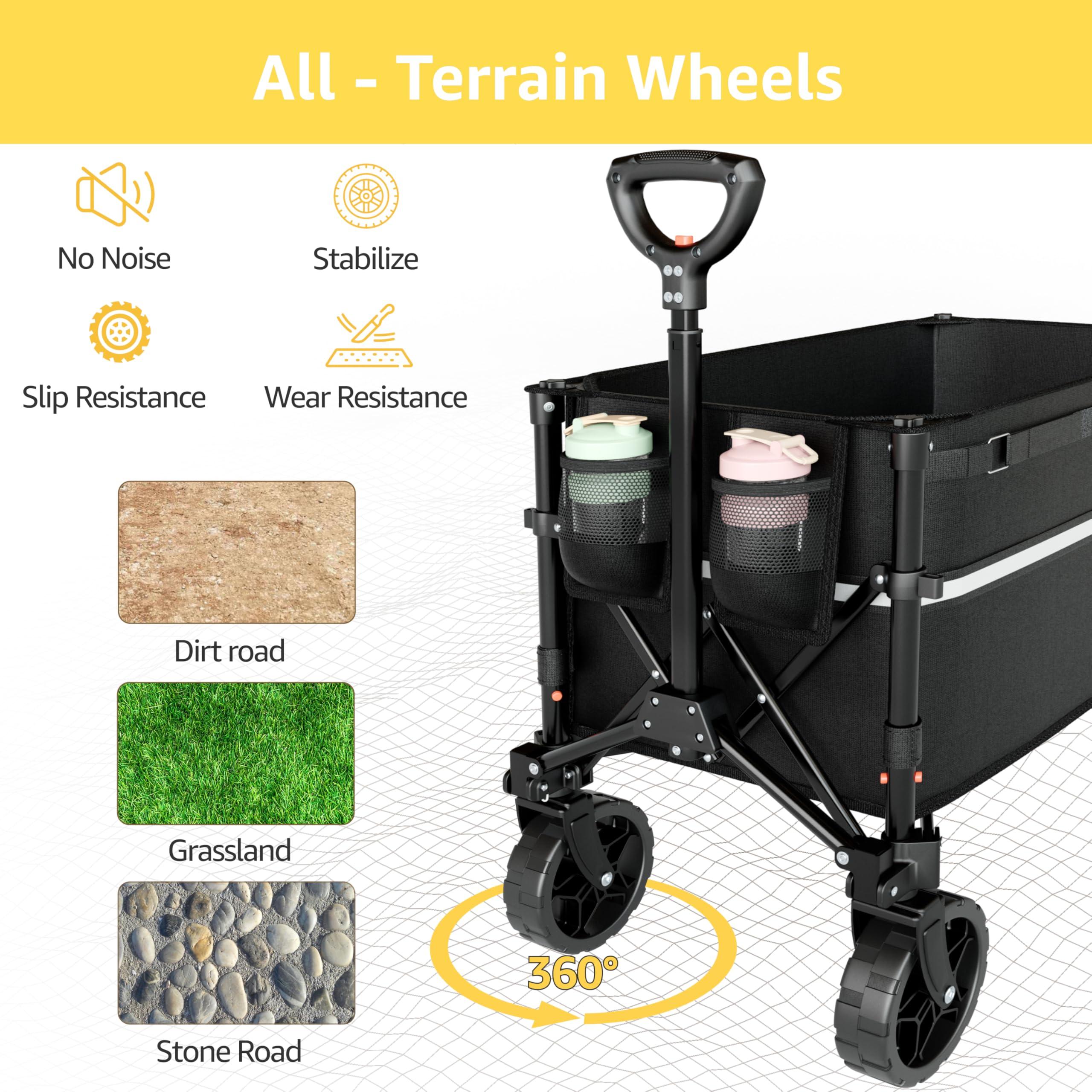 ROSONG Collapsible Wagon Cart with Wheels Foldable - Folding Utility Heavy Duty Wagons Carts for Grocery Sports Garden Shopping Camping - Image 5