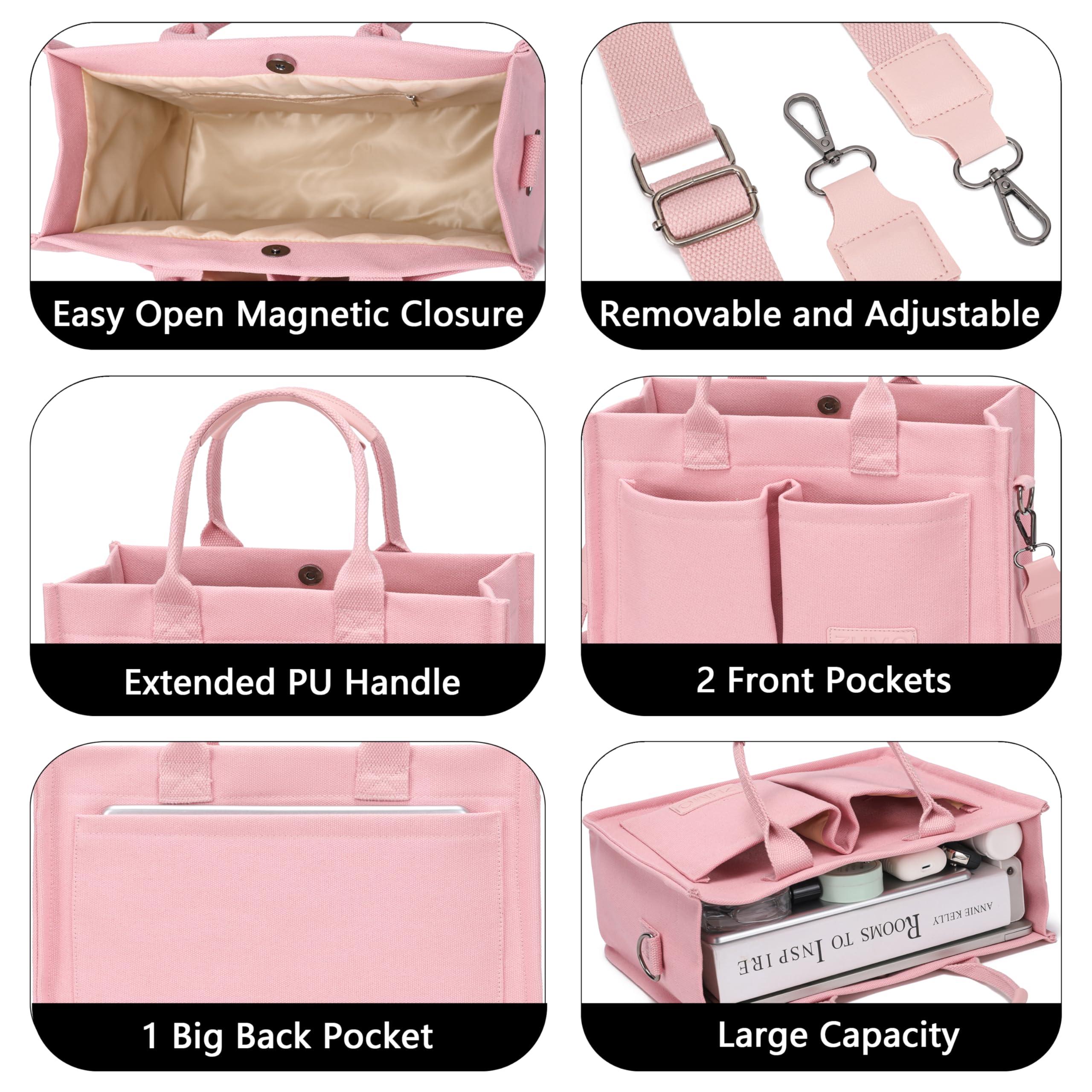 Tote Bag for Women With Compartments,Large Canvas Tote Women's Purse Crossbody Bags Work Laptop Book Bag Satchels Handbags - Image 4