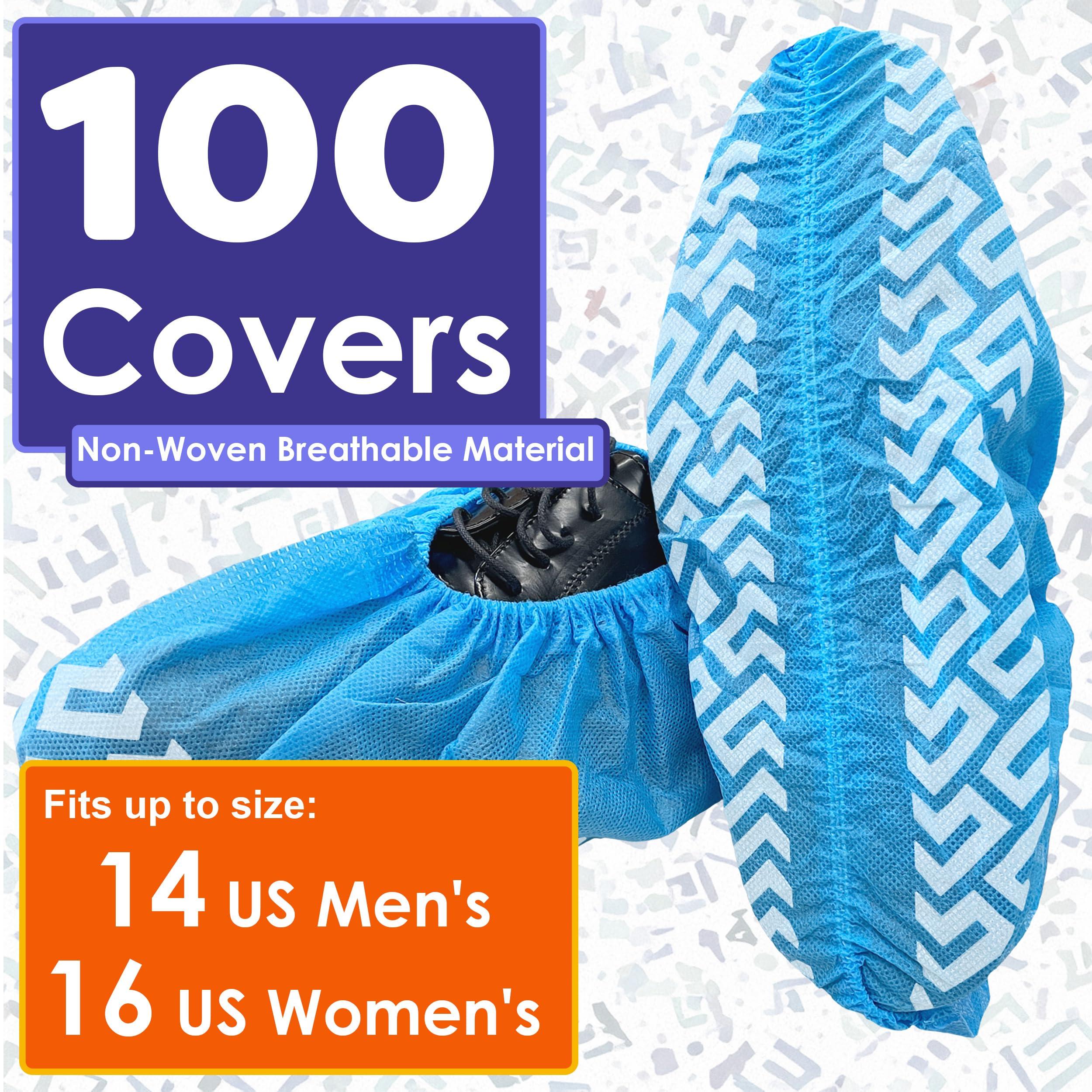 Buena Goods 100 Pack Extra Large Disposable Blue Boot and Shoe Covers - Indoor Reusable Shoe Covers Disposable - Non Slip Booties - Fits US Men's Size 14 and Women's 16 Size - Image 7