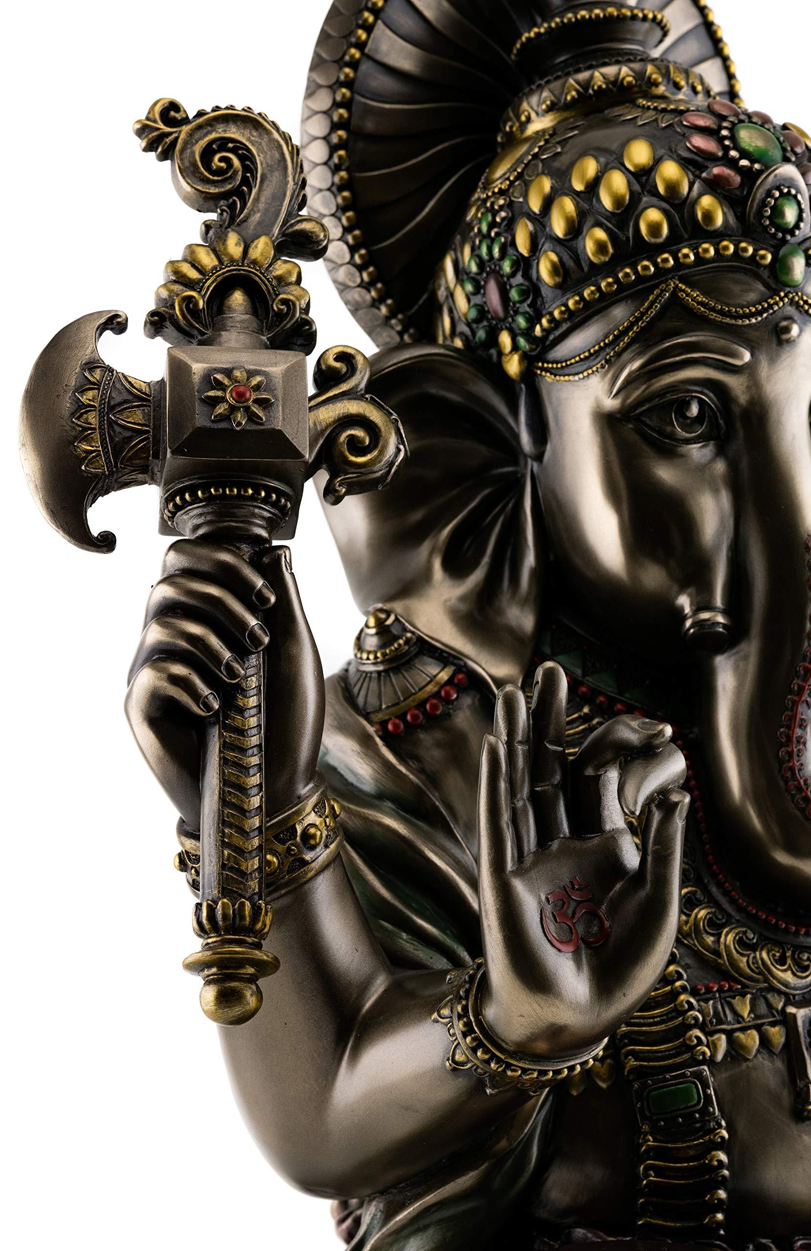Top Collection Large Ganesh on Lotus Pedestal Statue- Ganesha Lord of Success and Destroyer of Evil Sculpture in Premium Cold Cast Bronze - 18-Inch Collectible Hindu Elephant Figurine - Image 7