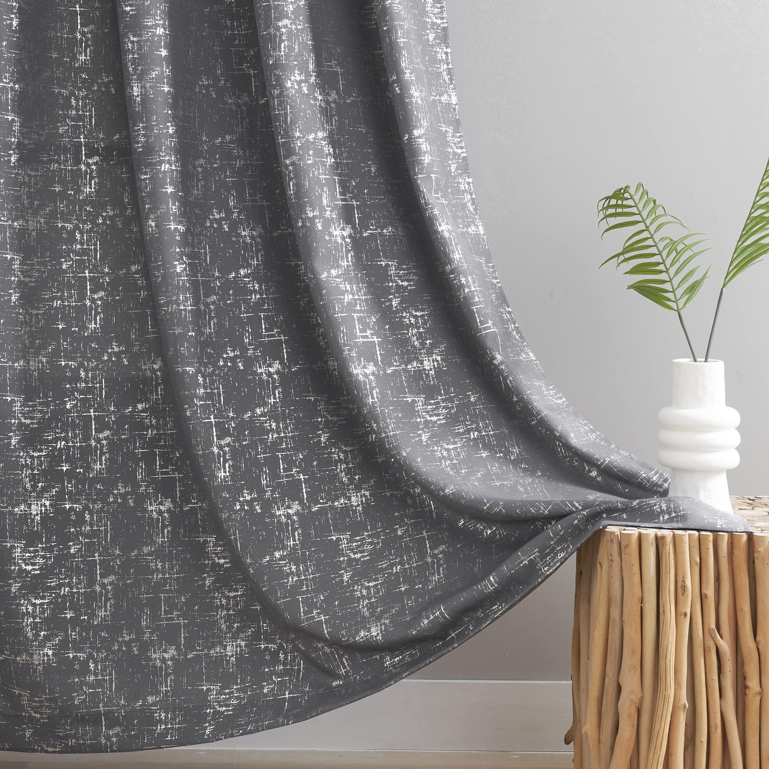Taisier Home Soft Grey & Silver Geometric Dots Curtains 108" - Extra Long Light Filtering Drapes, Set of 2 Silver Foil Print Linen Textured Panels for Living Room Bedroom - Image 5