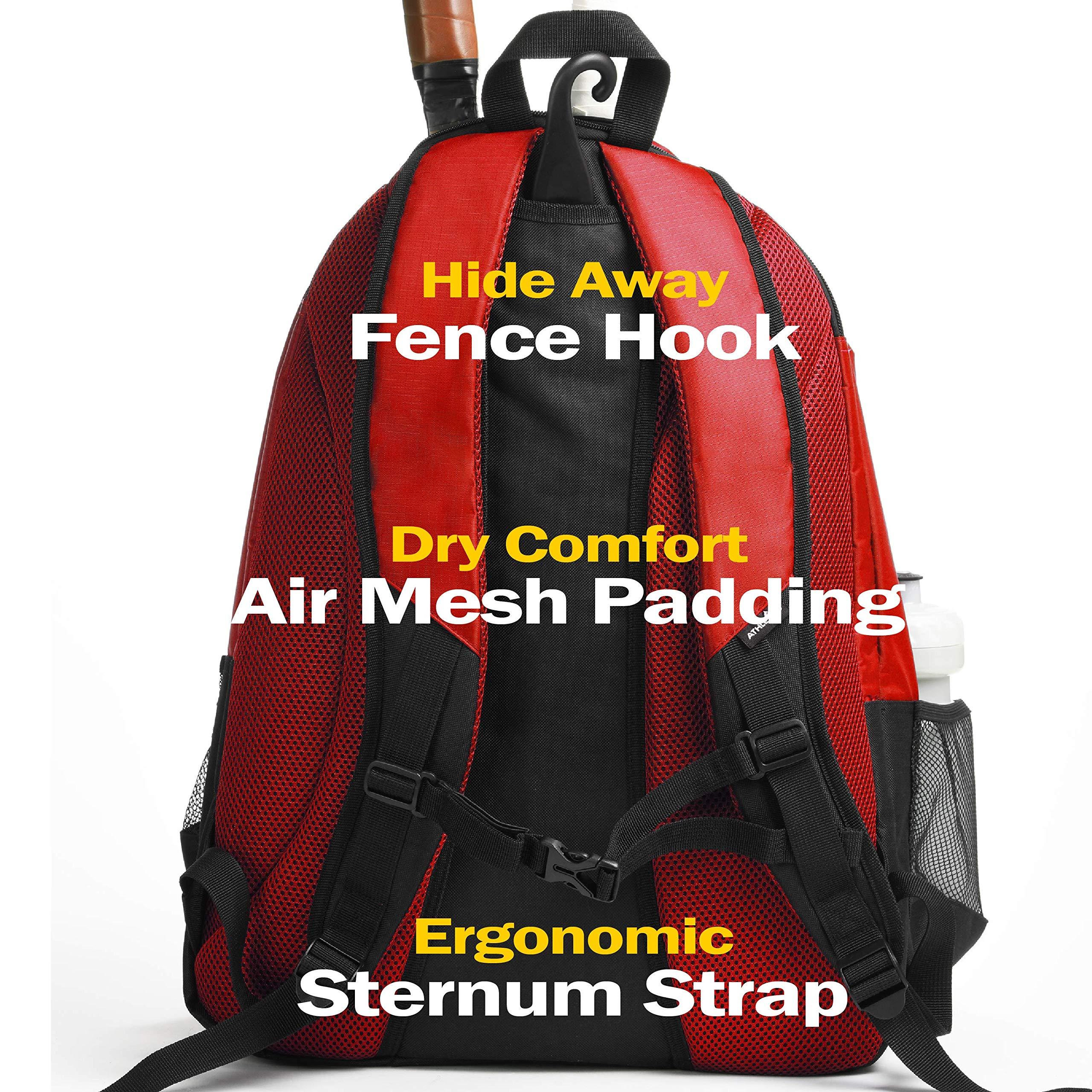 Athletico Premier Tennis Backpack - Tennis Bag Holds 2 Rackets in Padded Compartment | Separate Ventilated Shoe Compartment | Tennis Bags for Men or Women - Image 5