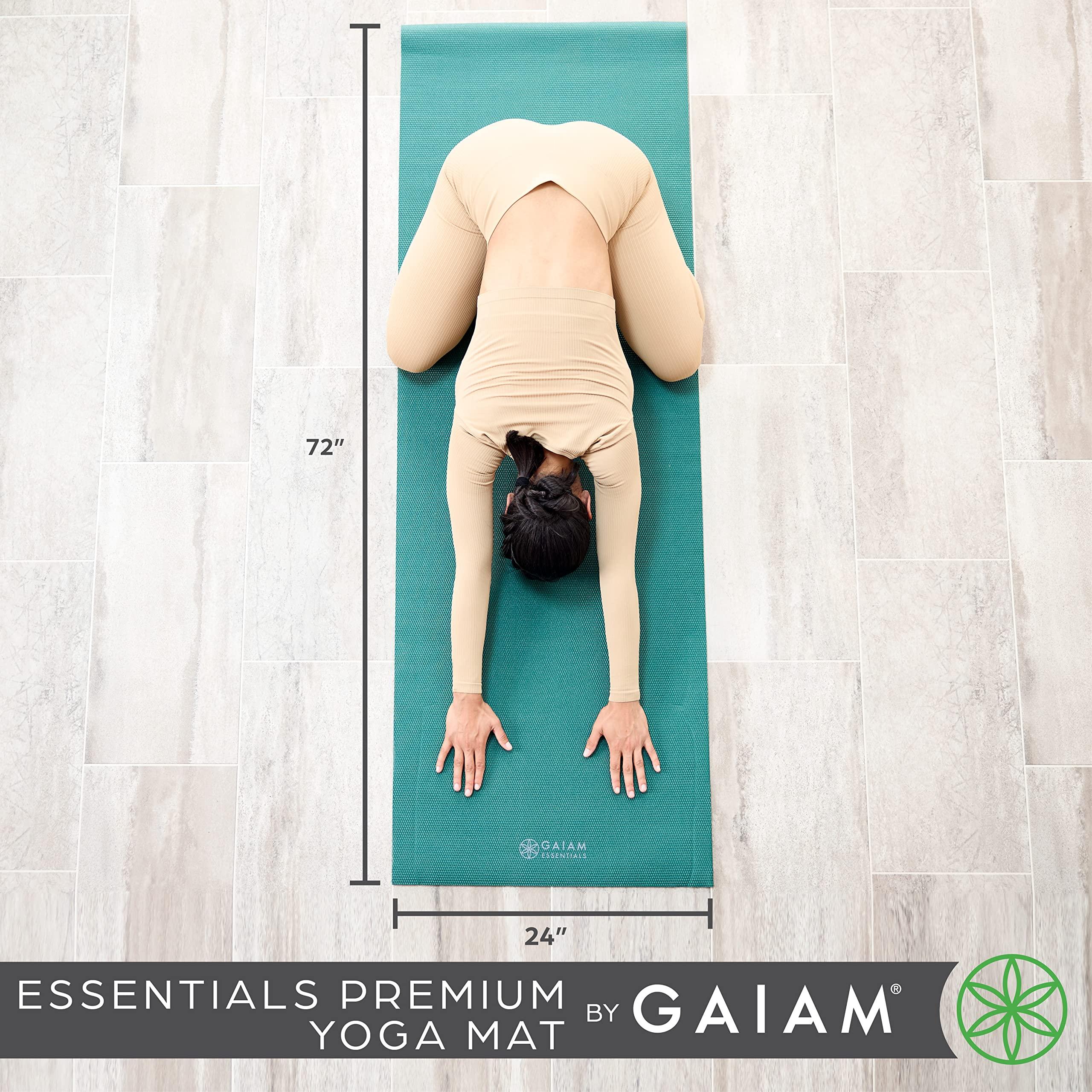 Gaiam Essentials Premium Yoga Mat with Yoga Mat Carrier Sling (72"L x 24"W x 1/4 Inch Thick) - Image 2
