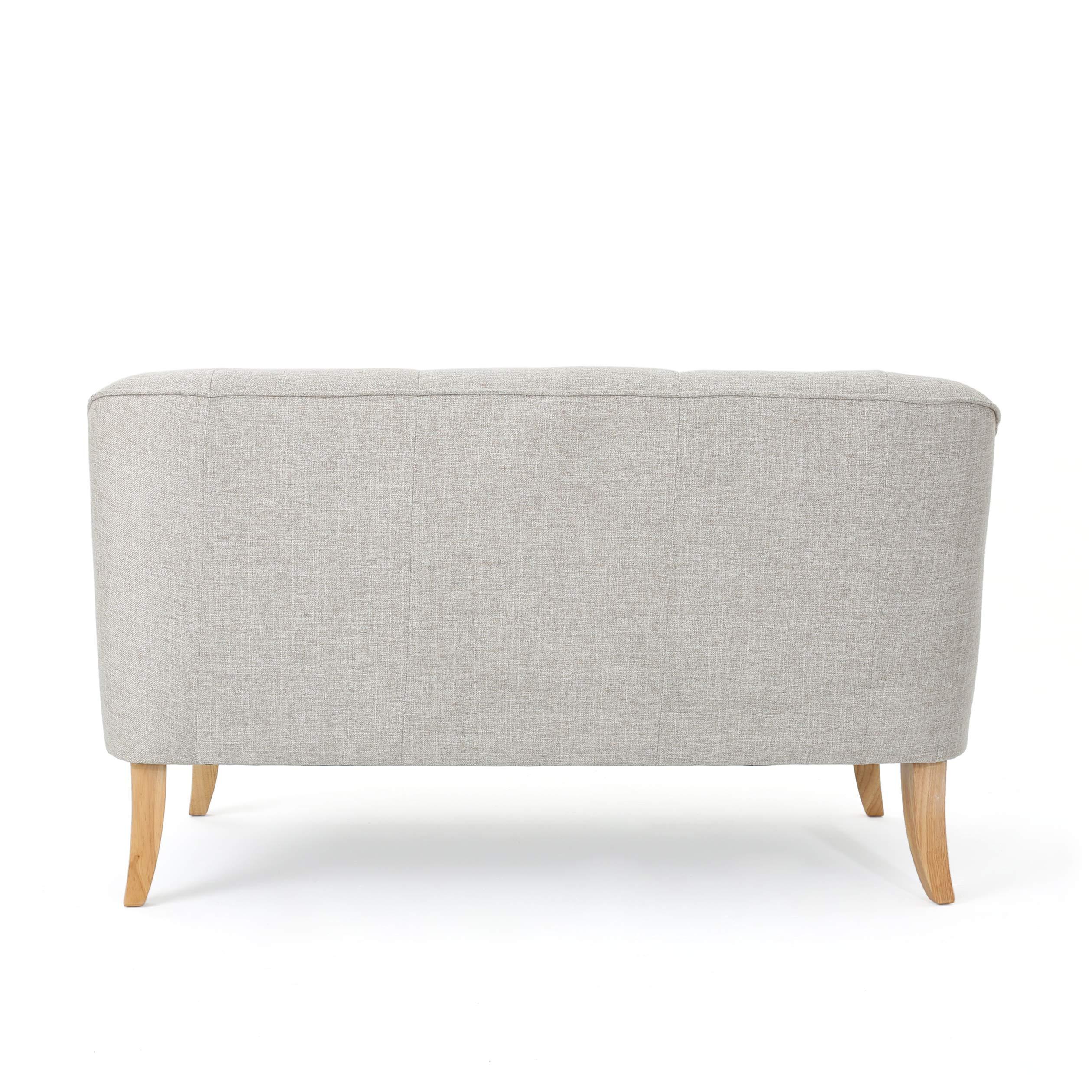 Christopher Knight Home Justus Mid-Century Modern Fabric Loveseat, Beige / Natural - Image 4