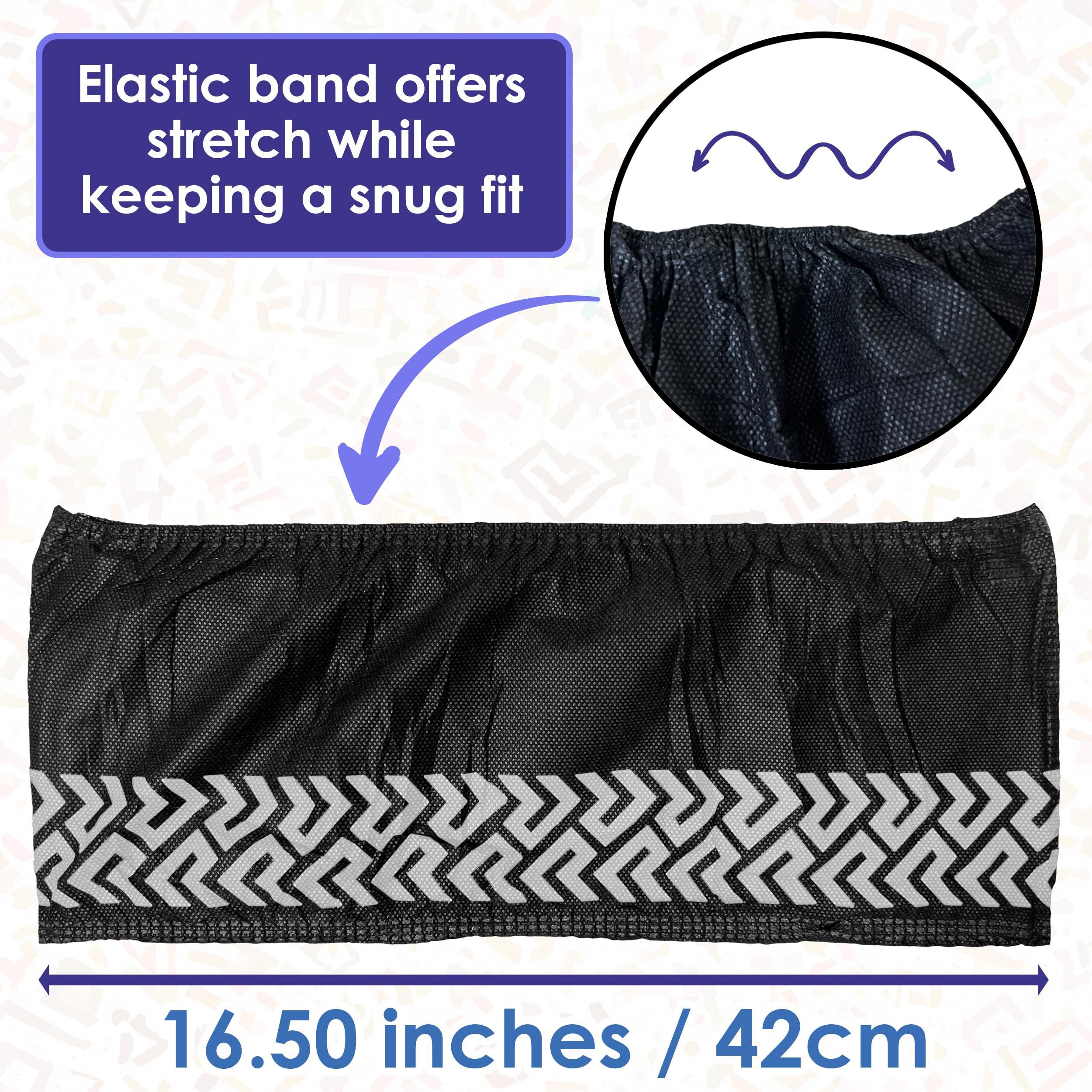 Buena Goods 100 Pack Extra Large Disposable Black Boot and Shoe Covers. Reusable Water Resistant Durable Booties with Non Slip Treads for Indoor Use. Fits US Men's Size 14 and Women's 16 Shoe Size - Image 5